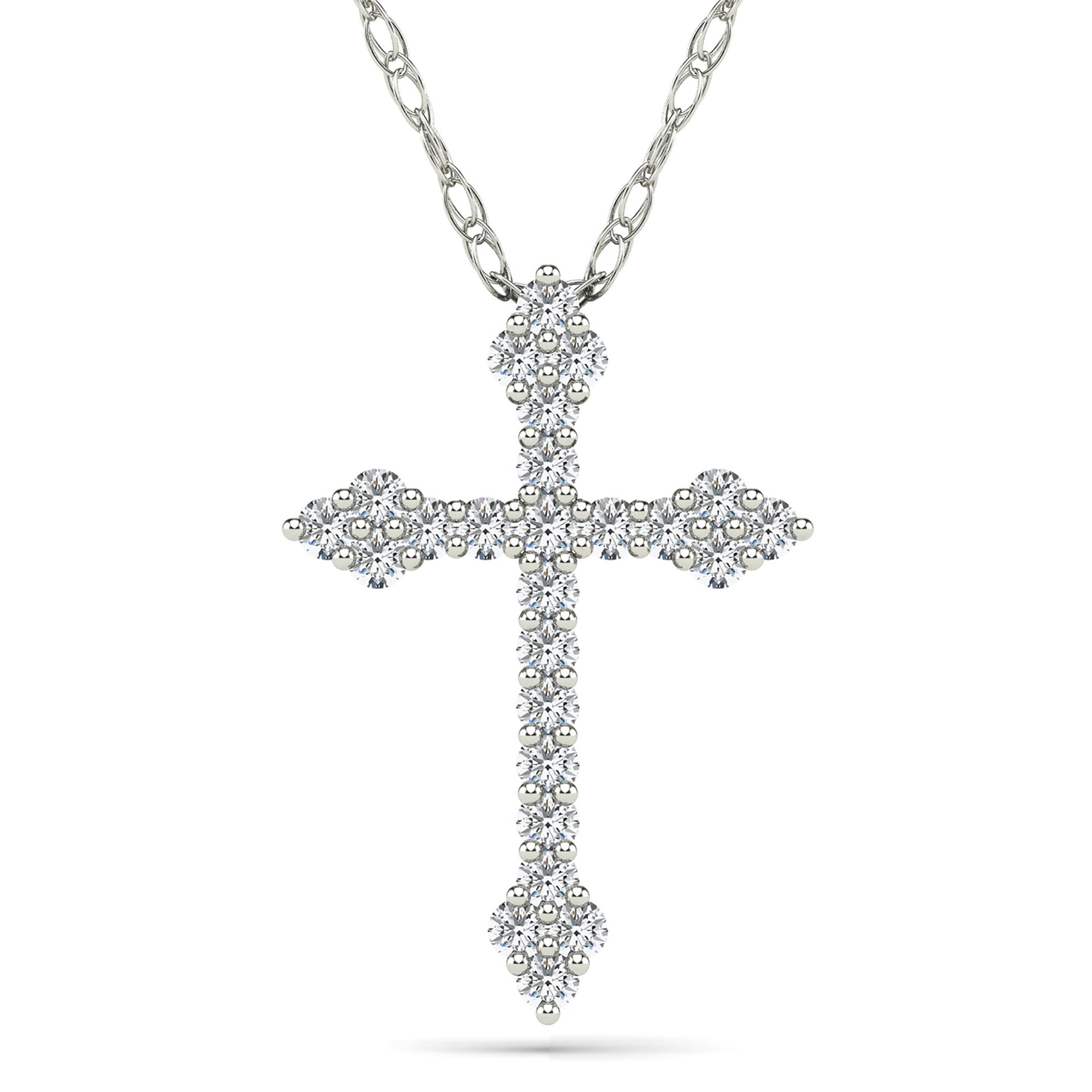 Diamond Cross Pendant in 14K White Gold (1/7 ct. tw.)
