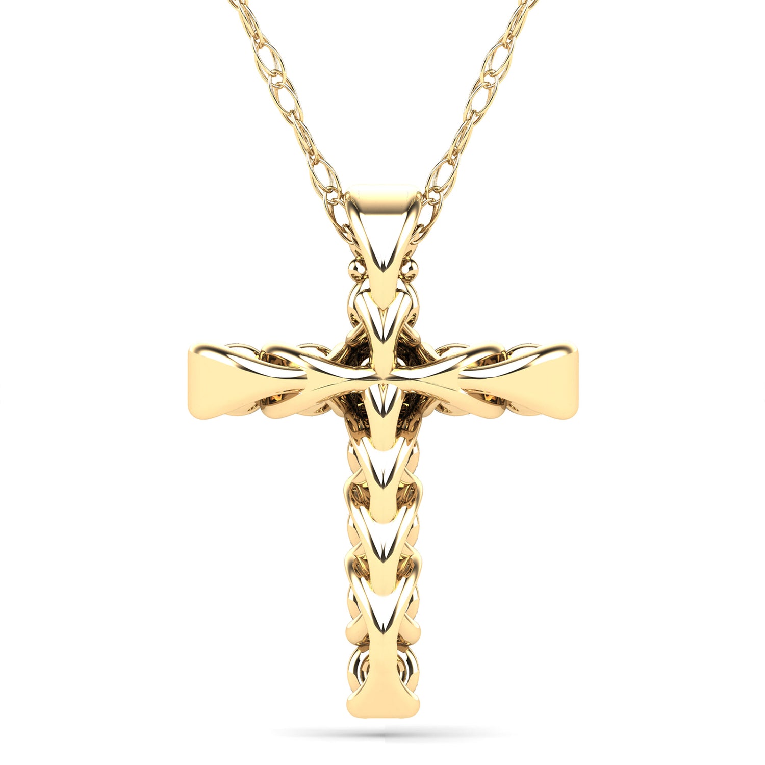 Diamond Cross Pendant in 14K Yellow Gold (1/10 ct. tw.)
