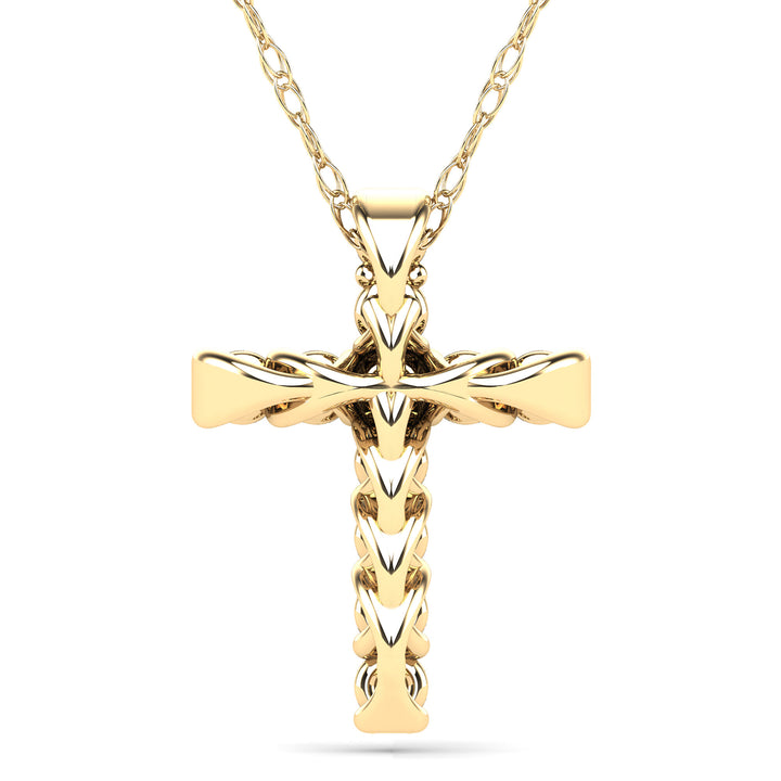 Diamond Cross Pendant in 14K Yellow Gold (1/10 ct. tw.)