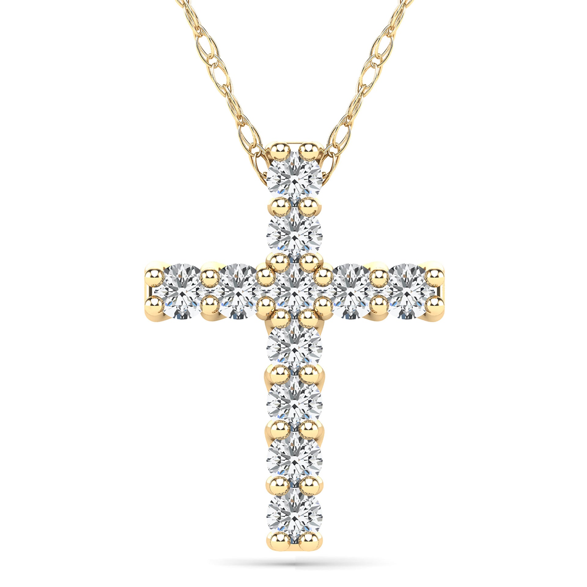 Diamond Cross Pendant in 14K Yellow Gold (1/10 ct. tw.)