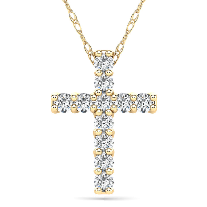 Diamond Cross Pendant in 14K Yellow Gold (1/10 ct. tw.)
