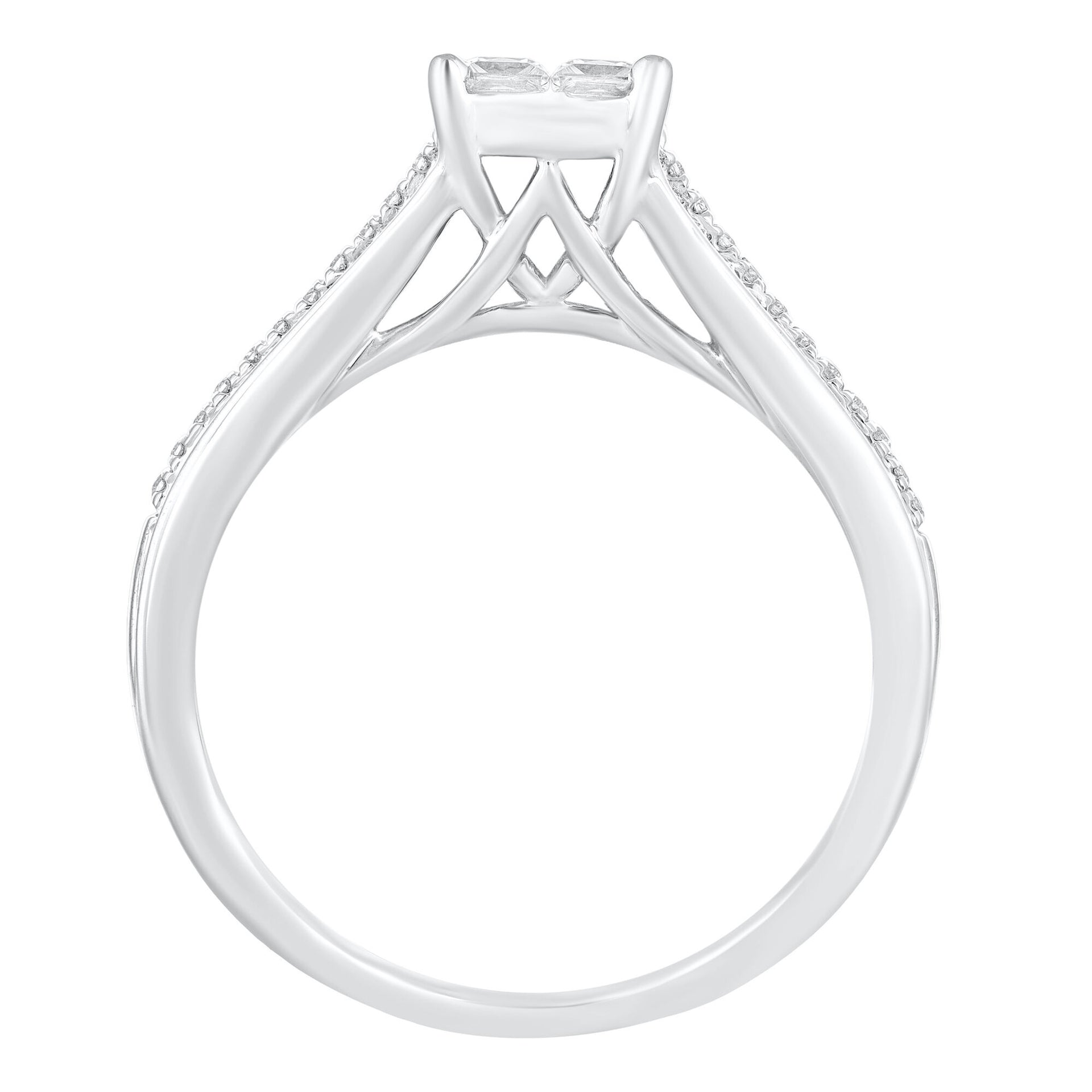 Princess-Cut Composite Engagement Ring in 10K White Gold (3/8 ct. tw.)
