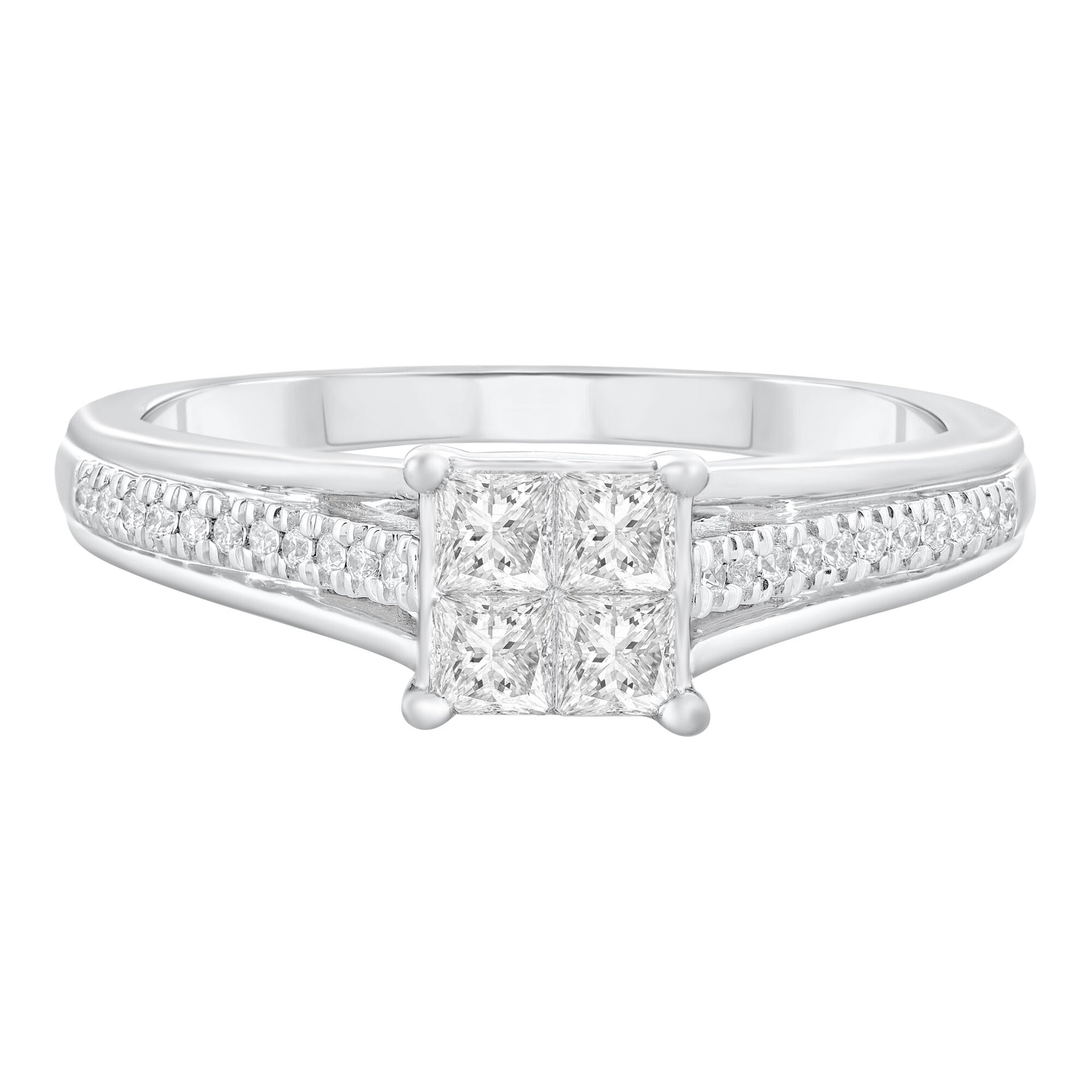 Princess-Cut Composite Engagement Ring in 10K White Gold (3/8 ct. tw.)