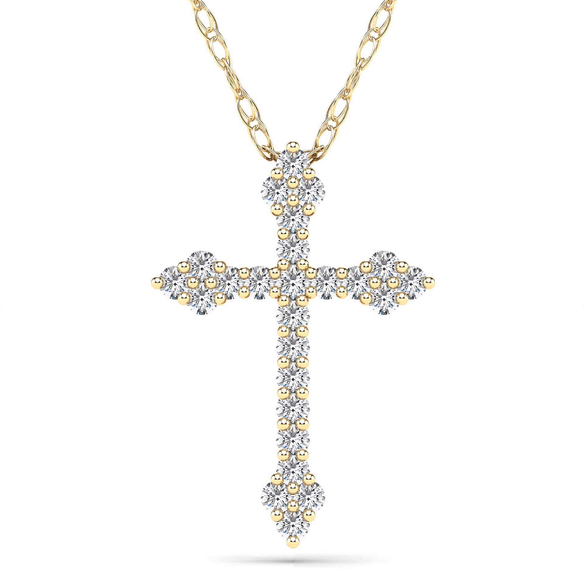 Diamond Cross Pendant in 14K Yellow Gold (1/7 ct. tw.)