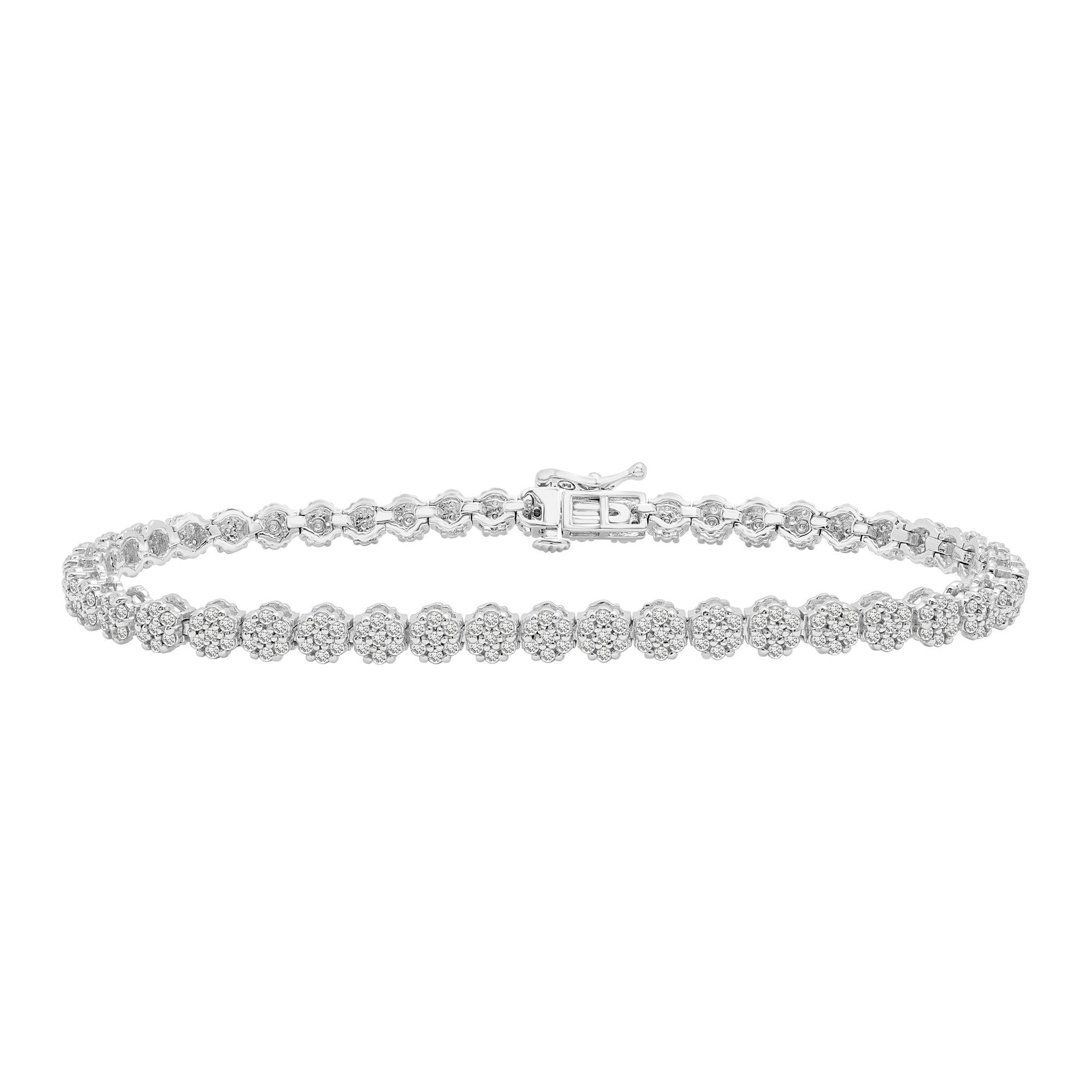 Diamond Cluster Bracelet in 10K White Gold (2 ct. tw.)