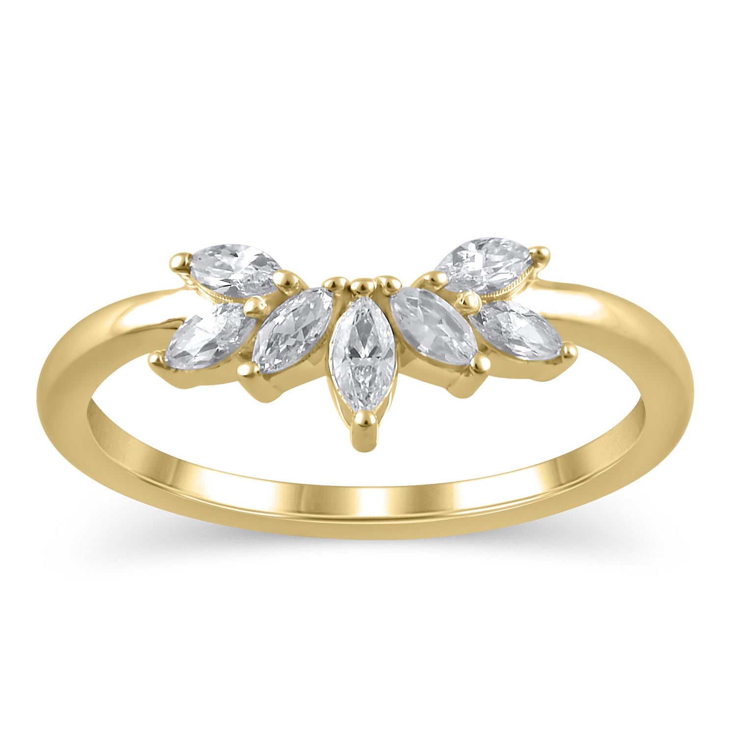 Marquise-Cut Diamond Contour Band in 14K Yellow Gold (3/8 ct. tw.)