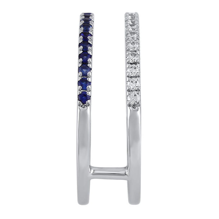 Blue Sapphire and Diamond Ring Insert in 14K White Gold (1/5 ct. tw.)