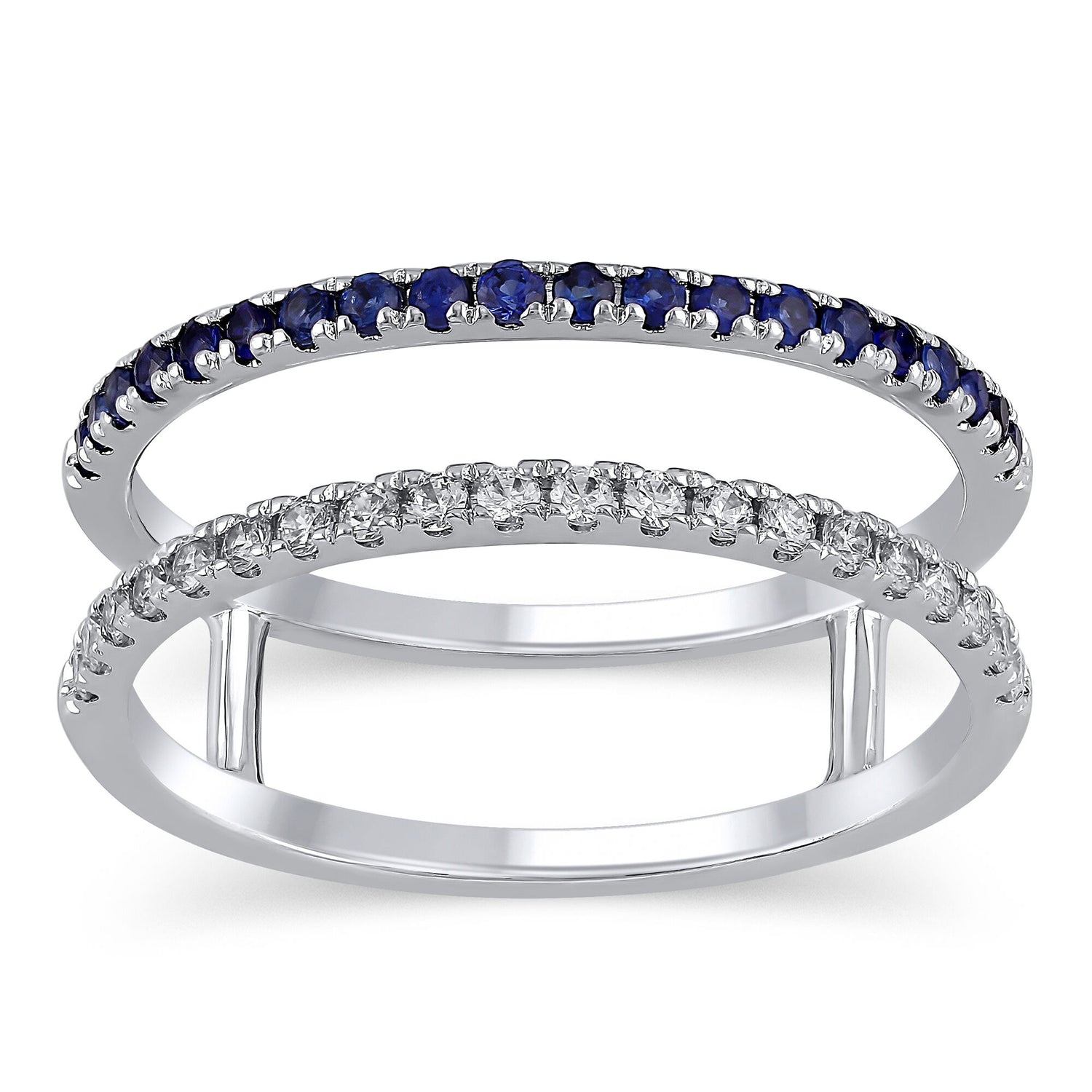 Blue Sapphire and Diamond Ring Insert in 14K White Gold (1/5 ct. tw.)
