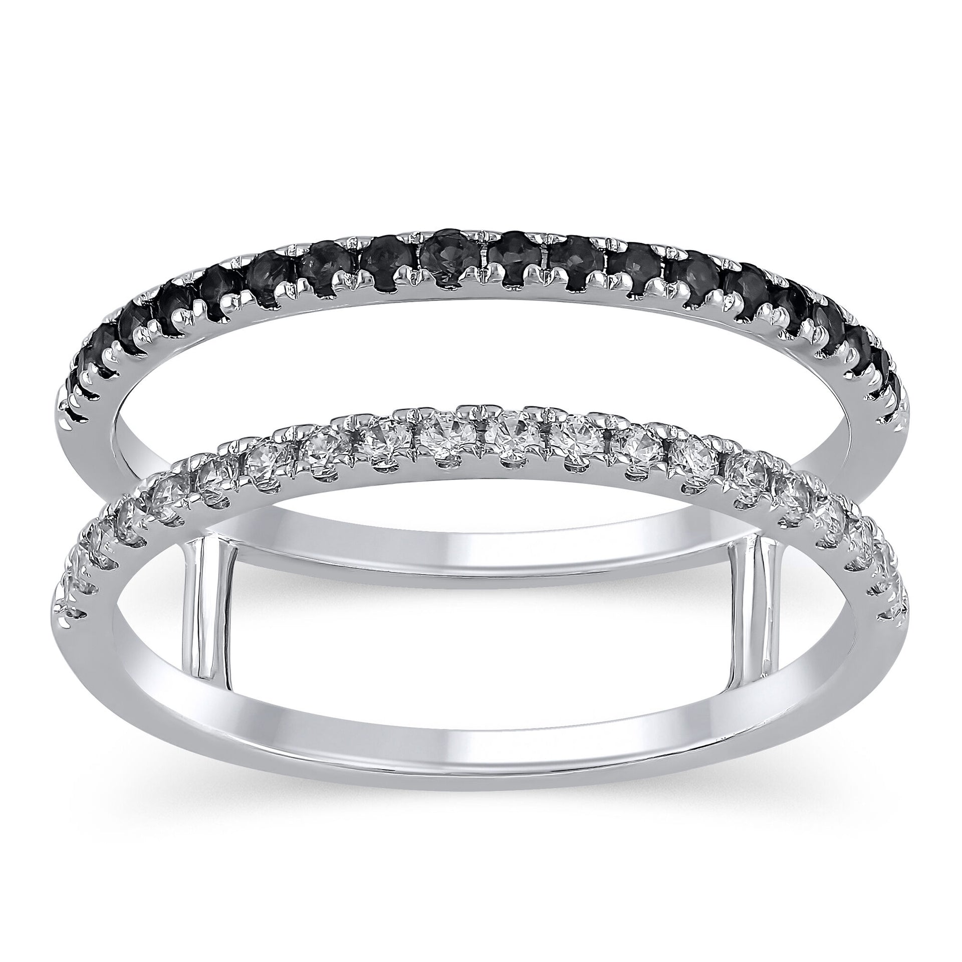 Black and White Diamond Ring Insert in 14K White Gold (3/8 ct. tw.)