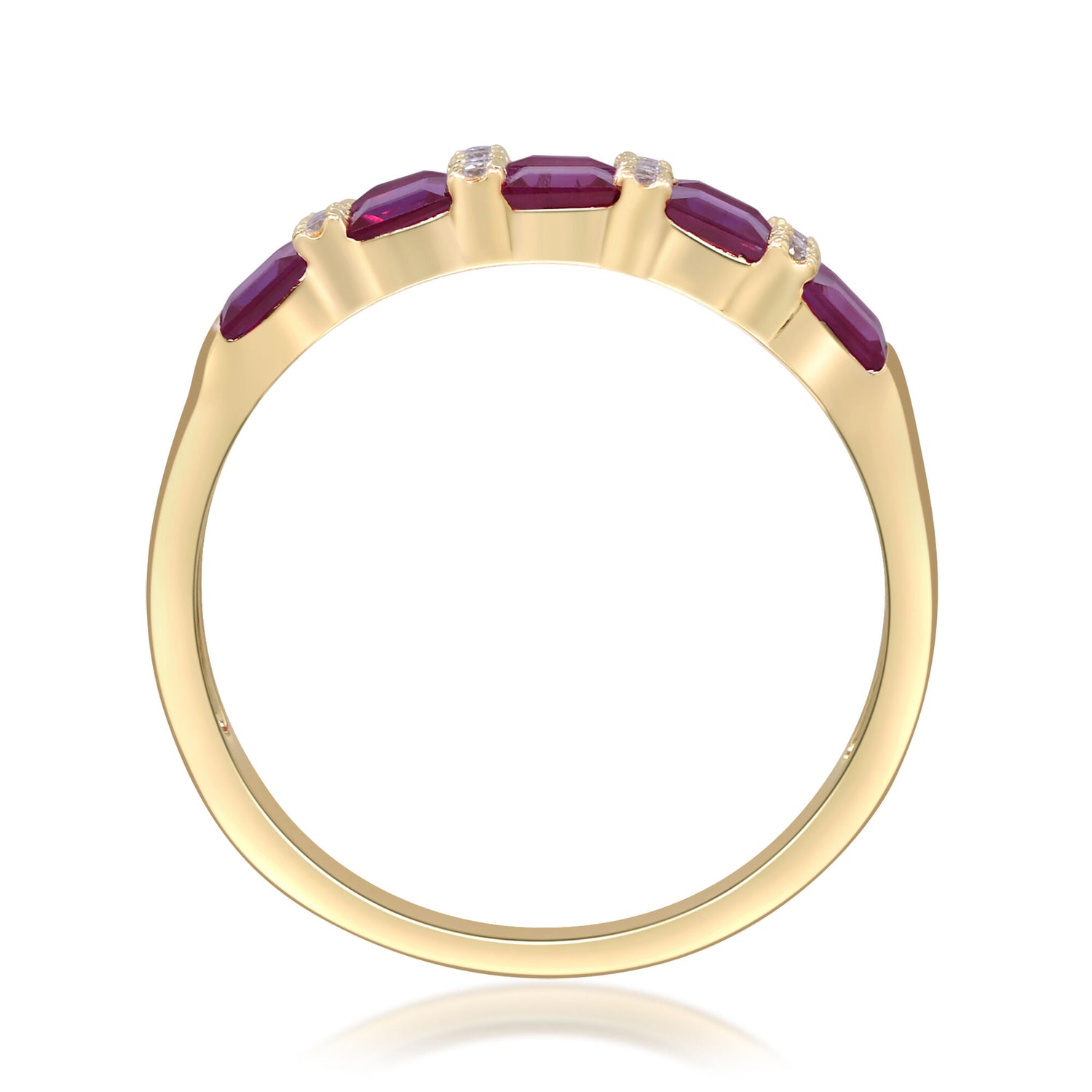 Ruby and Diamond Accent Band in 10K Yellow Gold