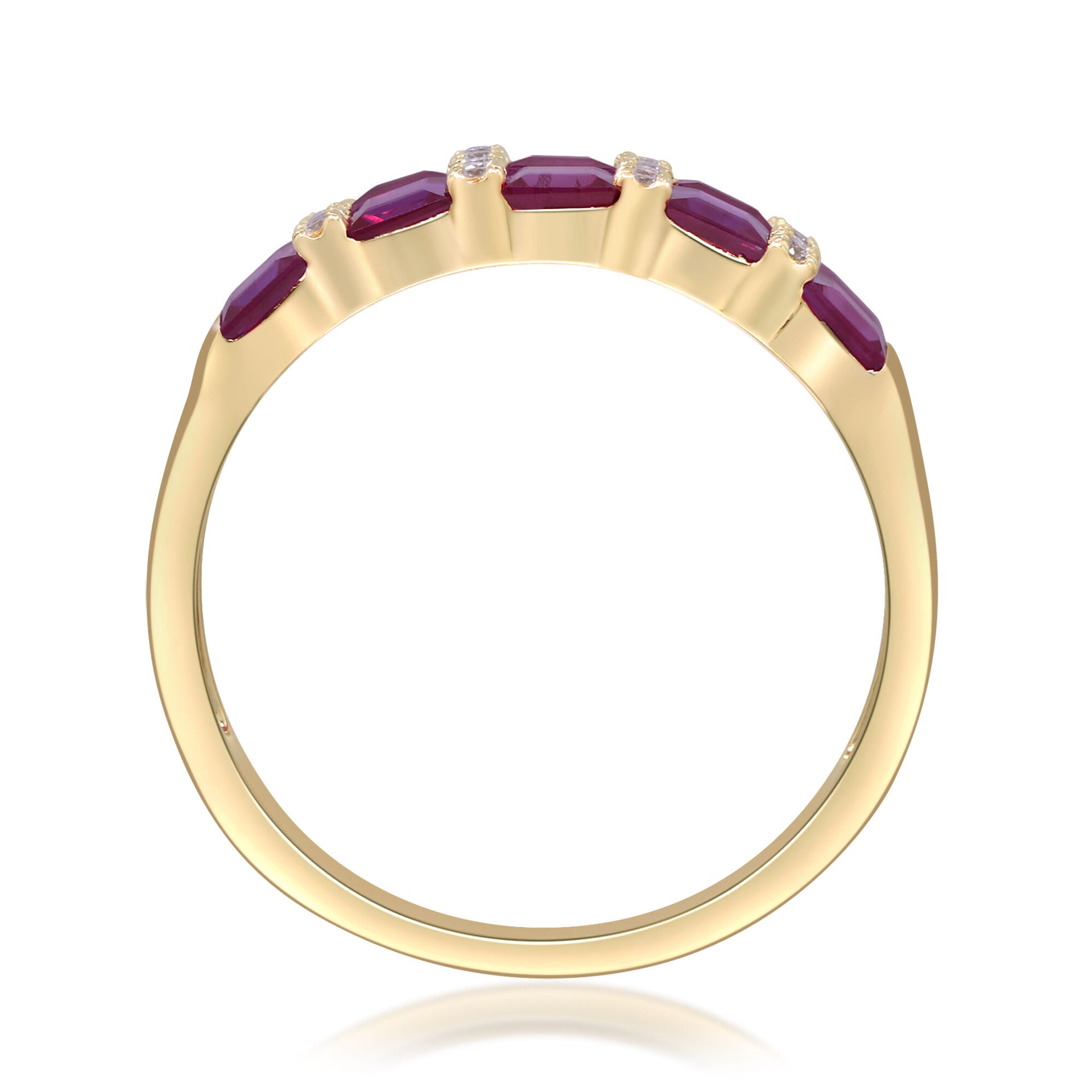 Ruby and Diamond Accent Band in 10K Yellow Gold