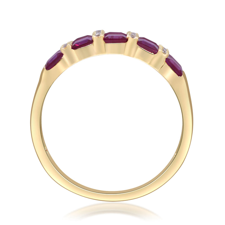 Ruby and Diamond Accent Band in 10K Yellow Gold