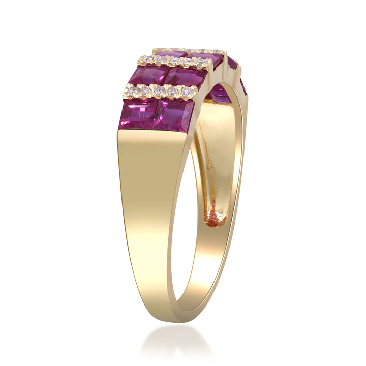 Ruby and Diamond Accent Band in 10K Yellow Gold