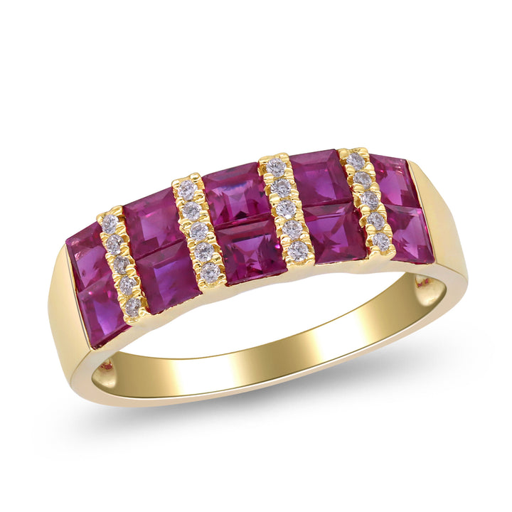 Ruby and Diamond Accent Band in 10K Yellow Gold