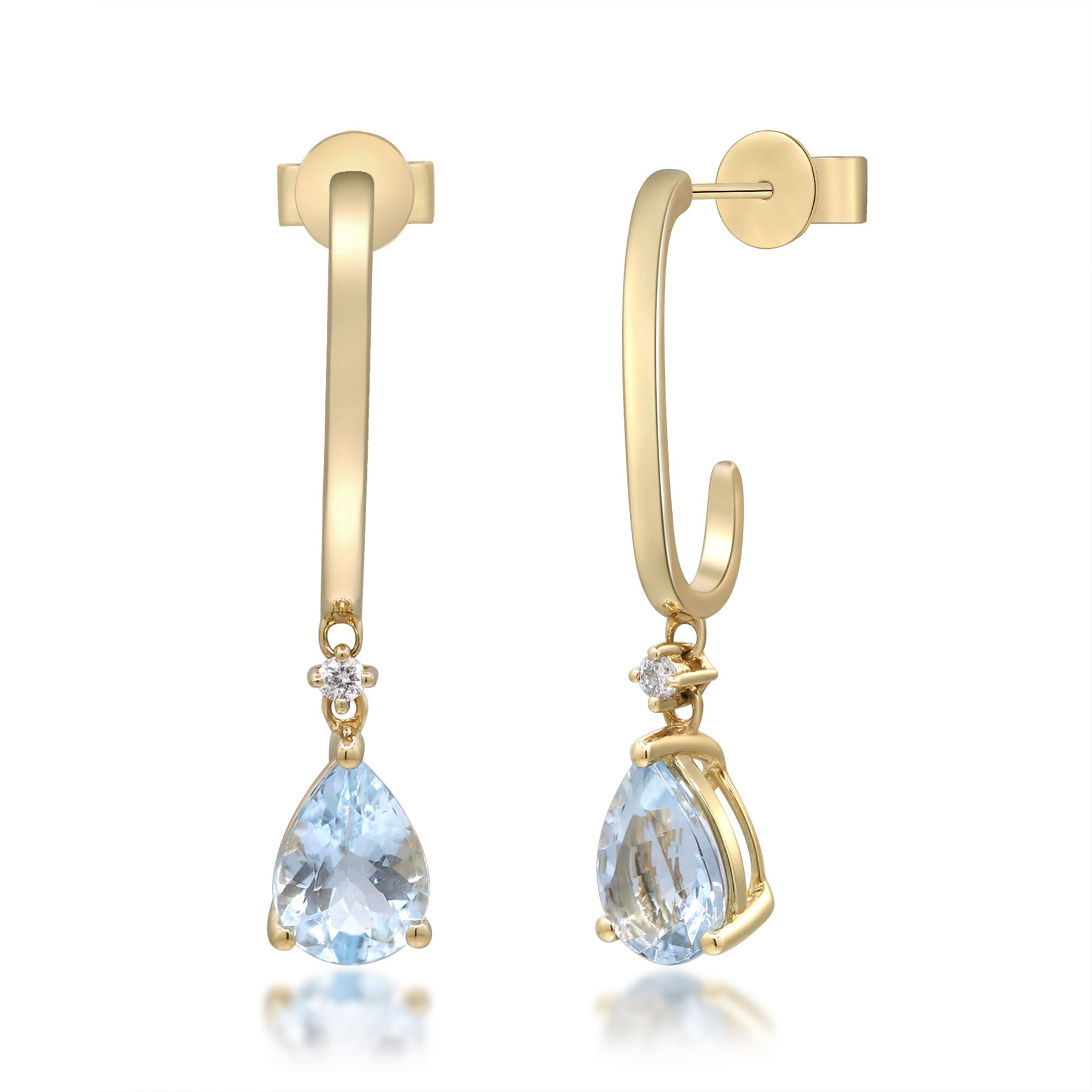 Aquamarine and Diamond Accent Earrings in 10K Yellow Gold