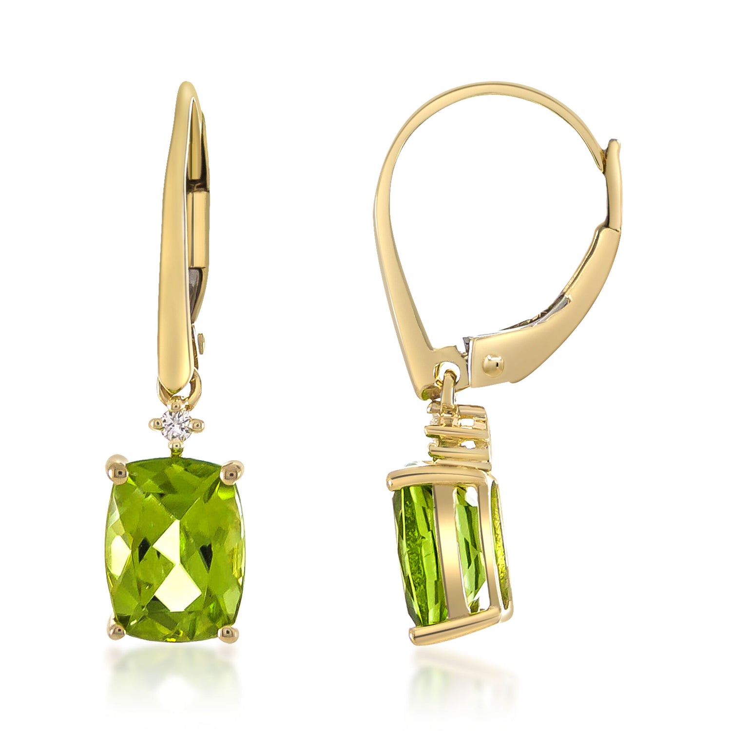Peridot and Diamond Accent Earrings in 10K Yellow Gold