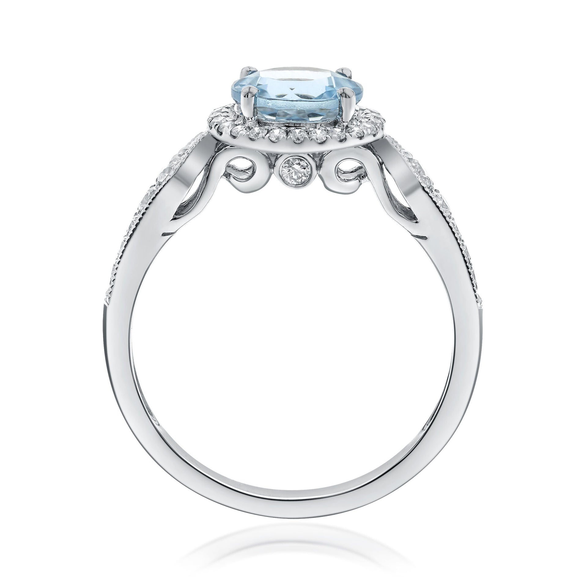 Aquamarine and Diamond Ring in 10K White Gold (1/3 ct. tw.)