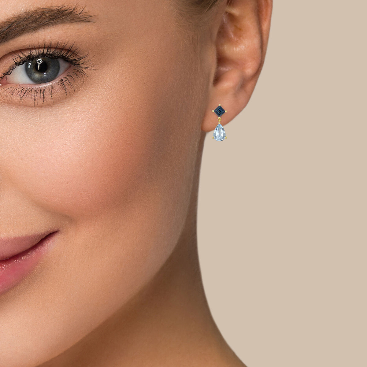 Blue Topaz Drop Earrings in 10K Yellow Gold