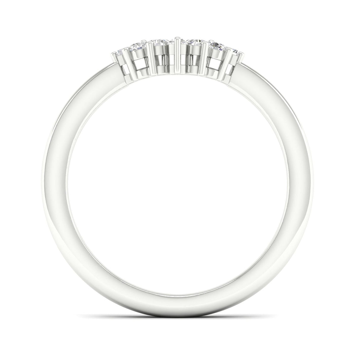 Round and Baguette Diamond Contour Band in 14K White Gold (1/7 ct. tw.)