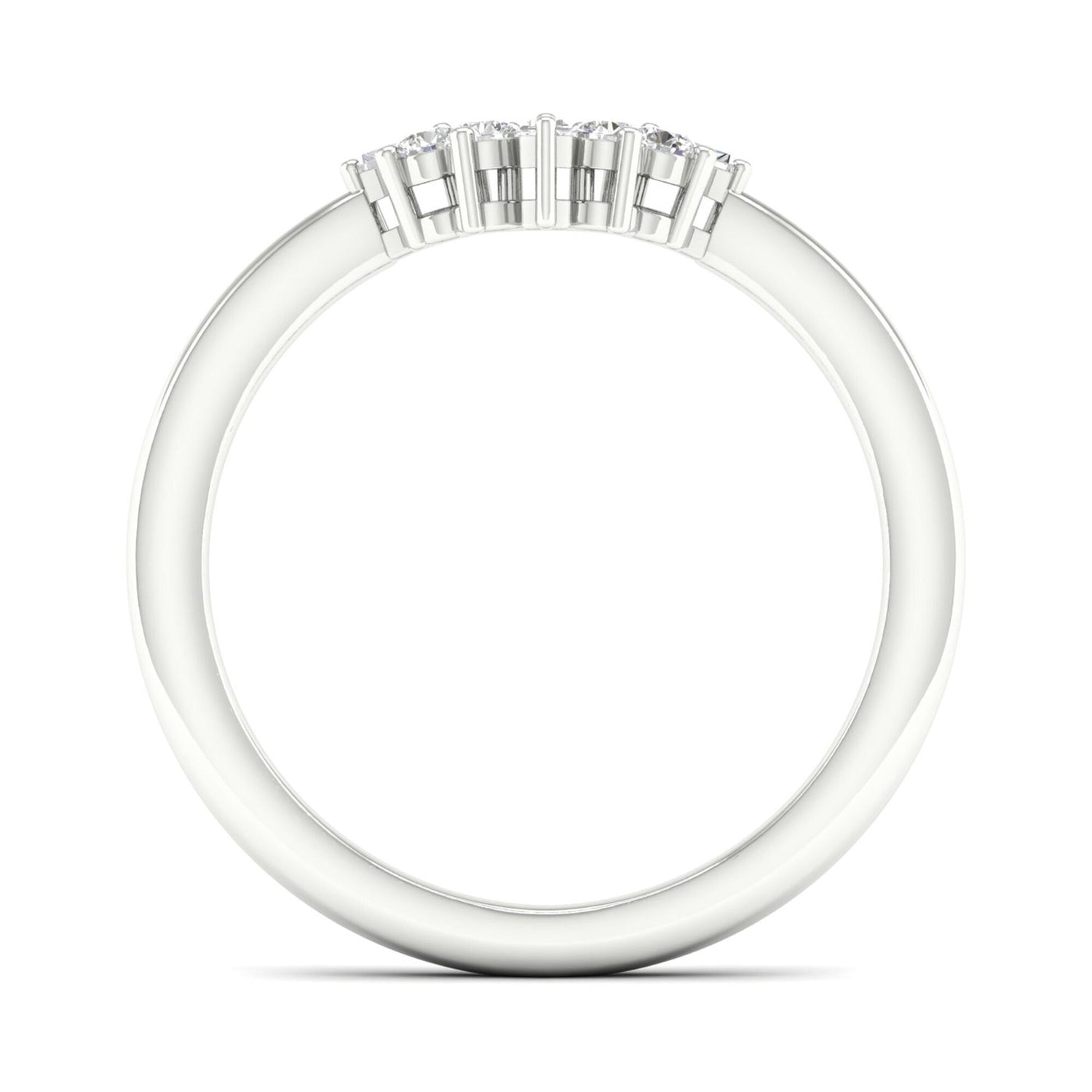 Round and Baguette Diamond Contour Band in 14K White Gold (1/7 ct. tw.)