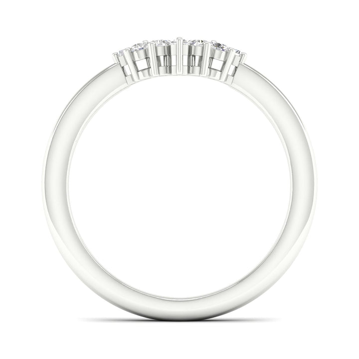 Round and Baguette Diamond Contour Band in 14K White Gold (1/7 ct. tw.)