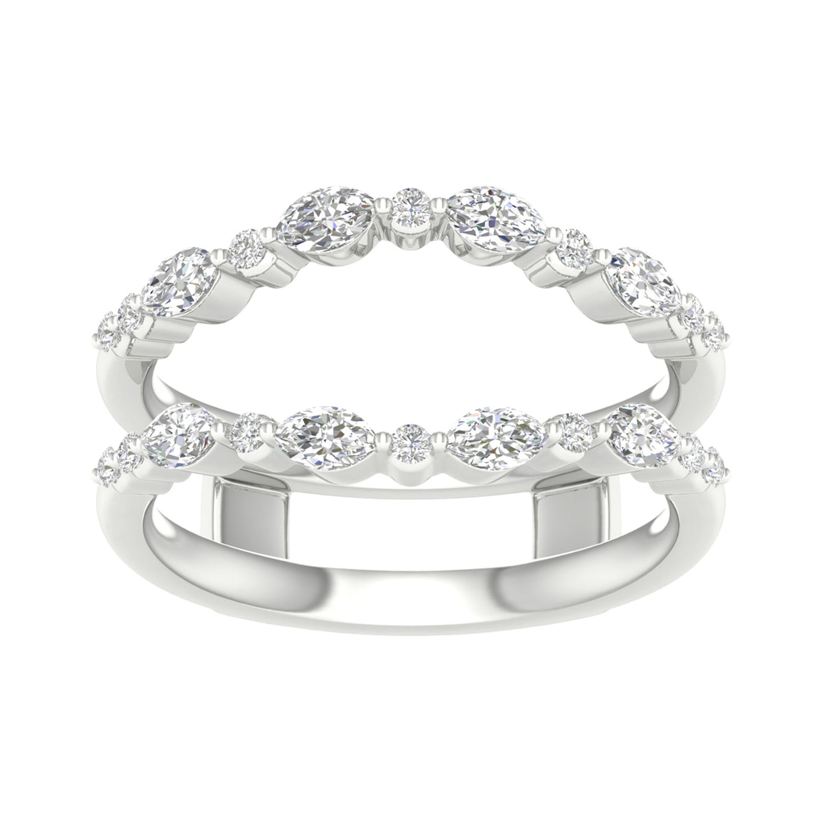 Round and Marquise Contour Ring Insert in 14K White Gold (1/2 ct. tw.)