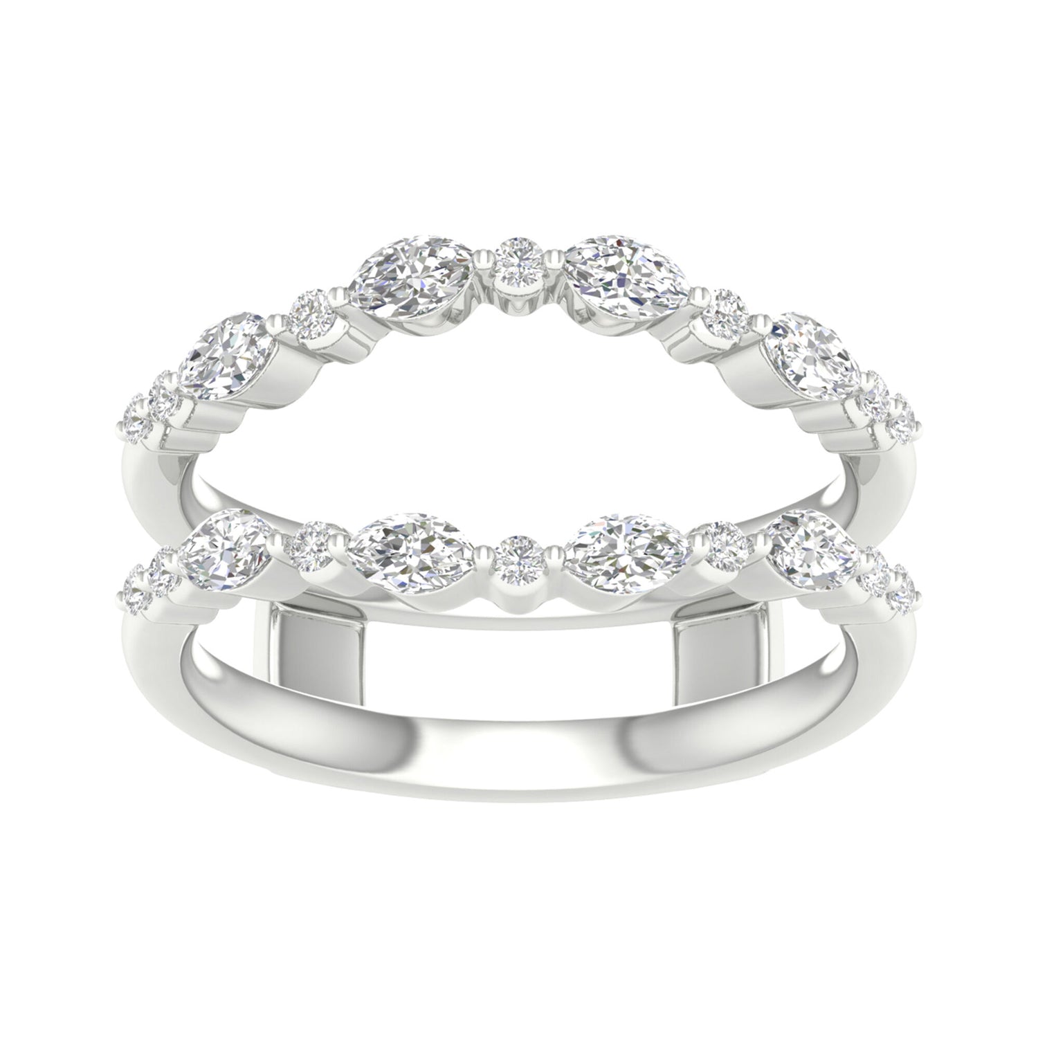 Round and Marquise Contour Ring Insert in 14K White Gold (1/2 ct. tw.)