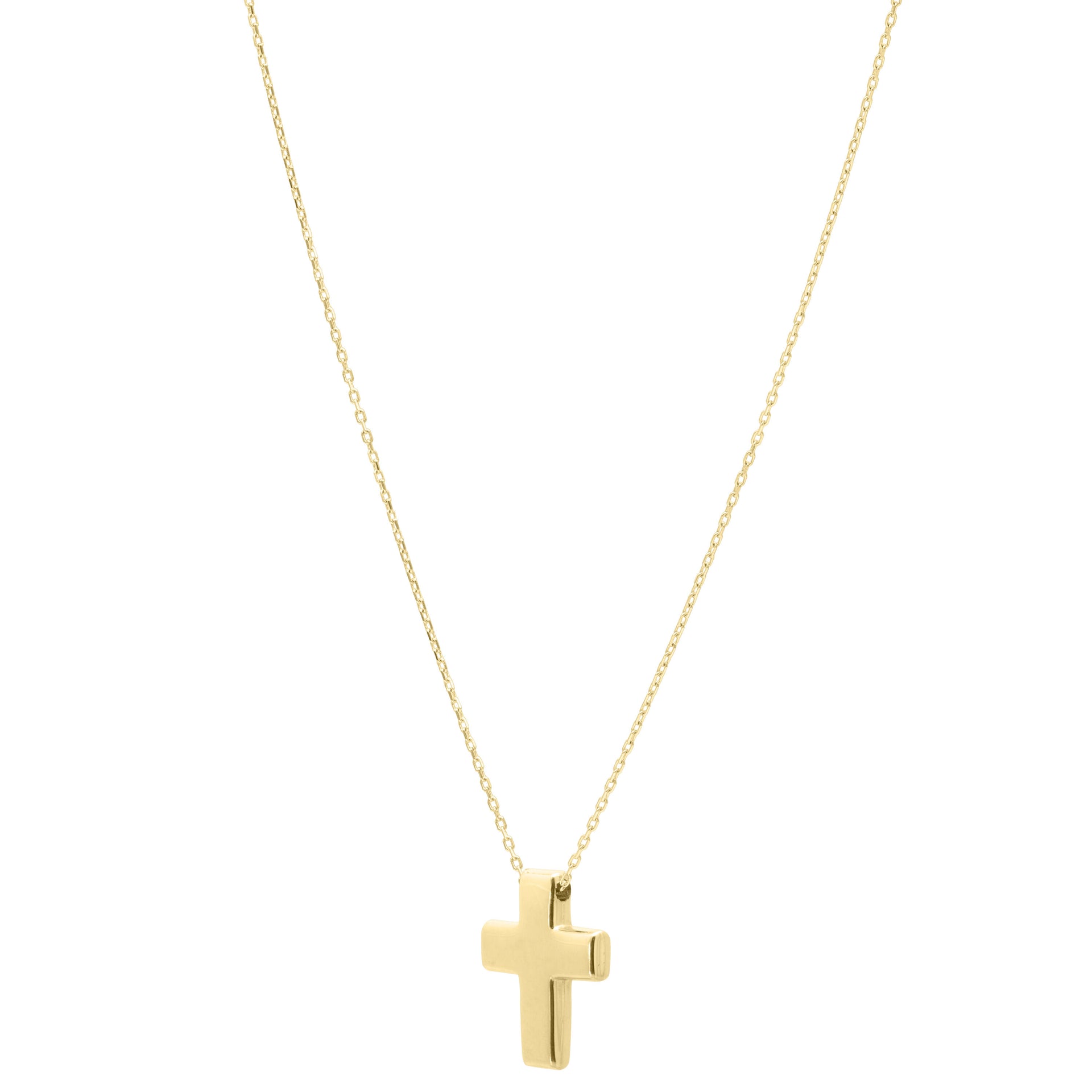 Puff Cross in 14K Yellow Gold