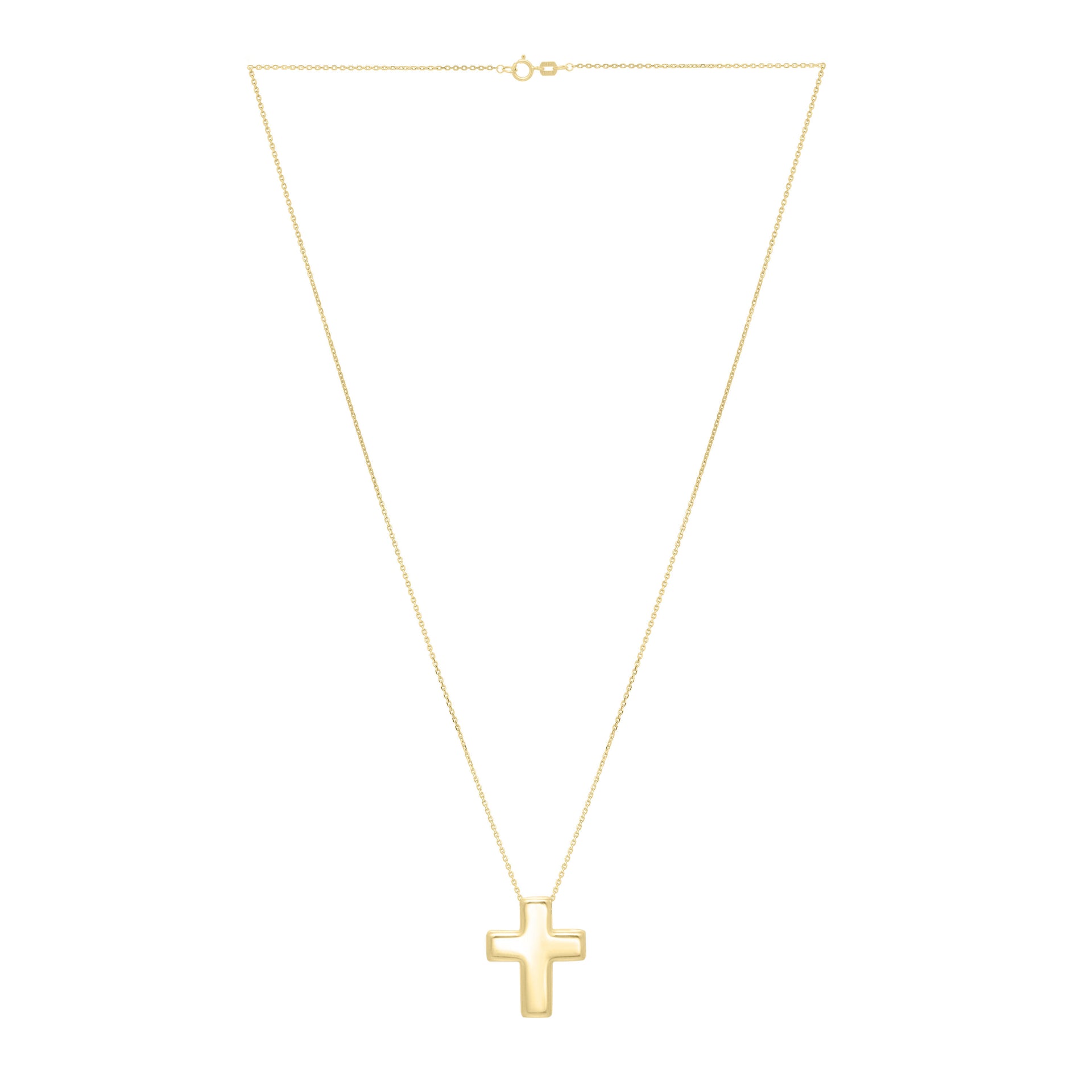 Puff Cross in 14K Yellow Gold