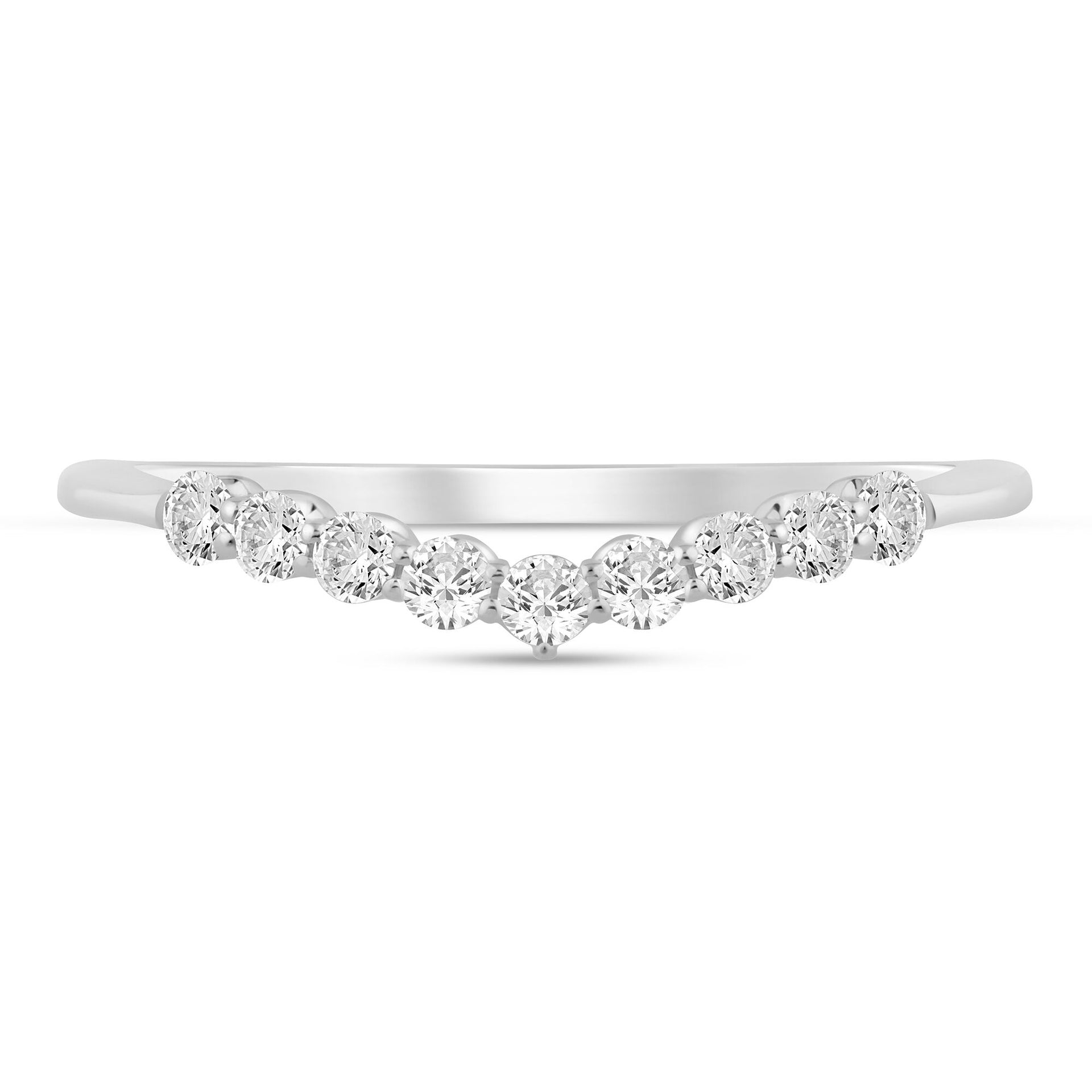 Diamond Scalloped Chevron Band in 14K White Gold (1/4 ct. tw.)