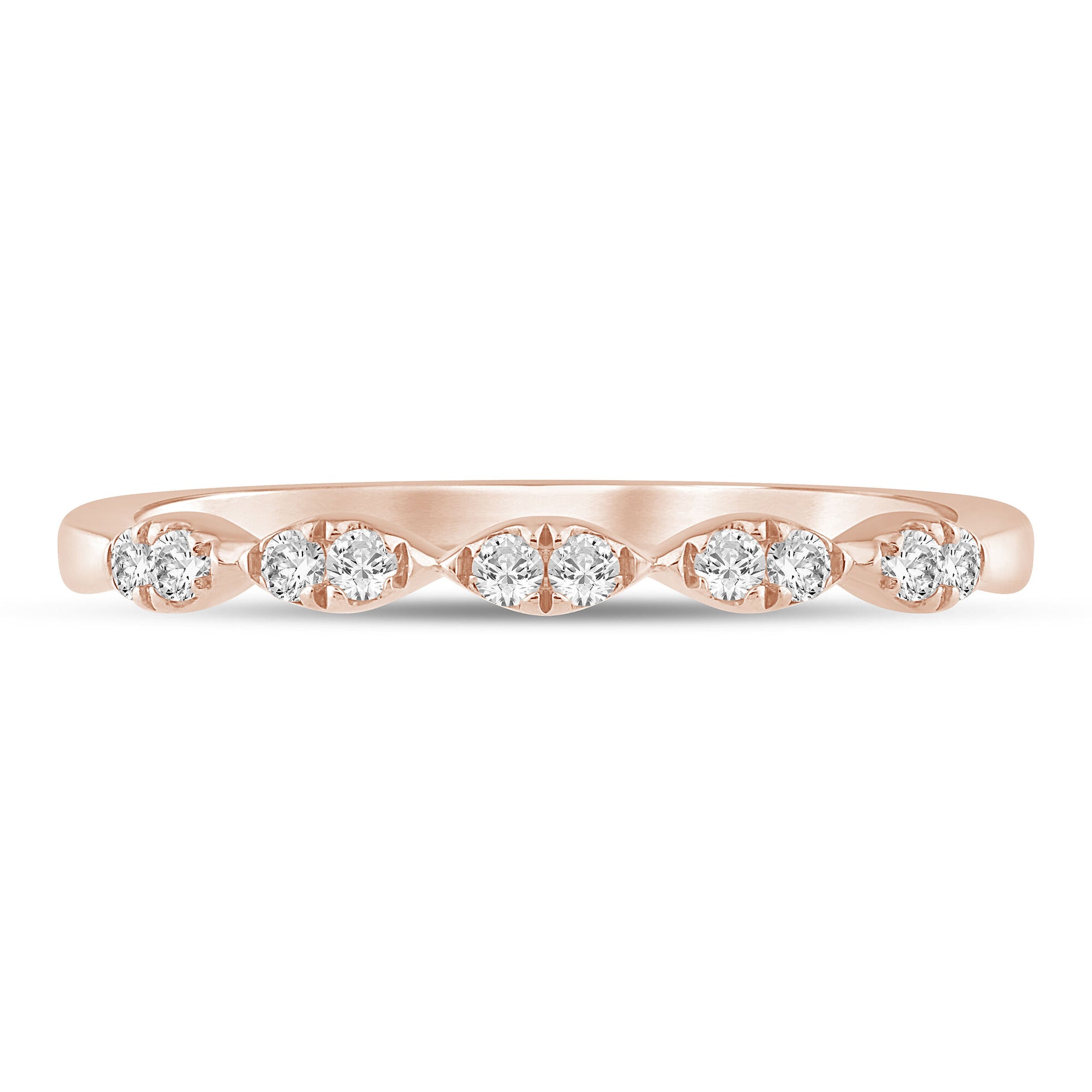 Diamond Faux-Marquise Anniversary Band in 10K Rose Gold (1/7 ct. tw.)
