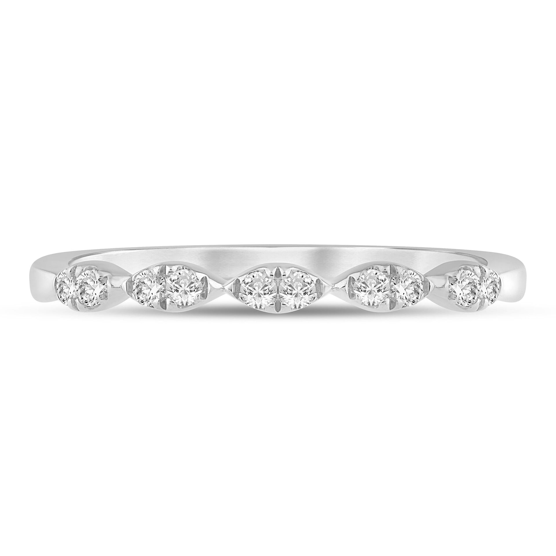 Diamond Faux-Marquise Anniversary Band in 10K White Gold (1/7 ct. tw.)