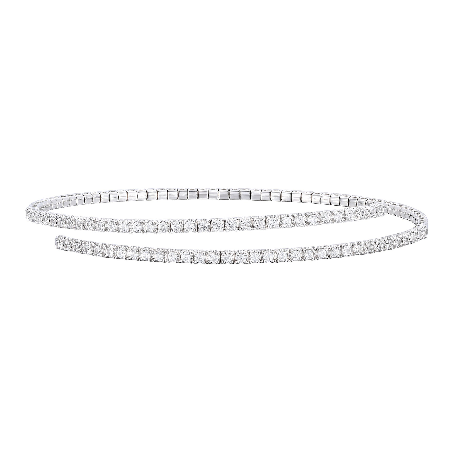 Diamond Wrap Flexy Bangle Bracelet in 10K White Gold (1 ct. tw.)