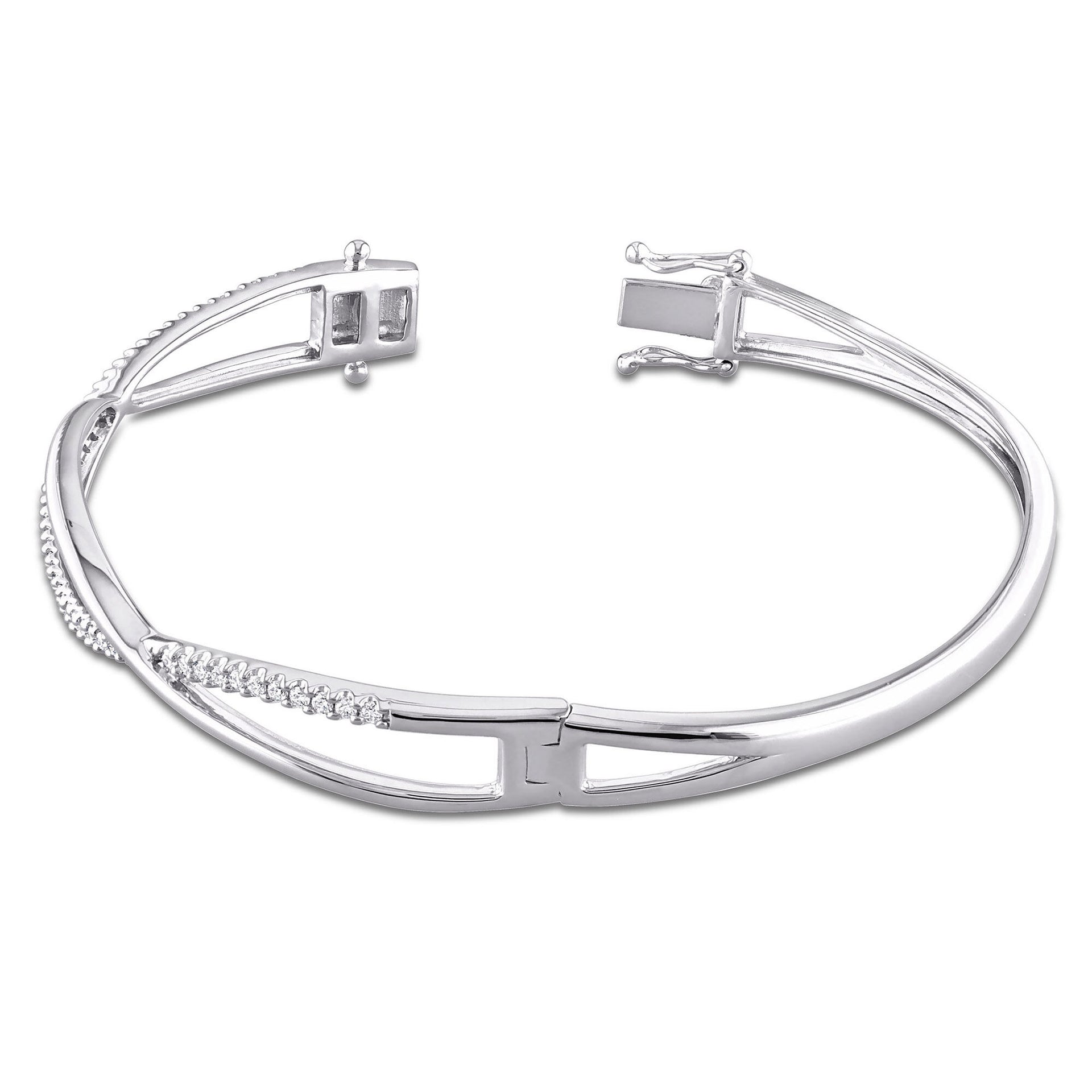 Lab-Created Moissanite Bangle Bracelet in Sterling Silver