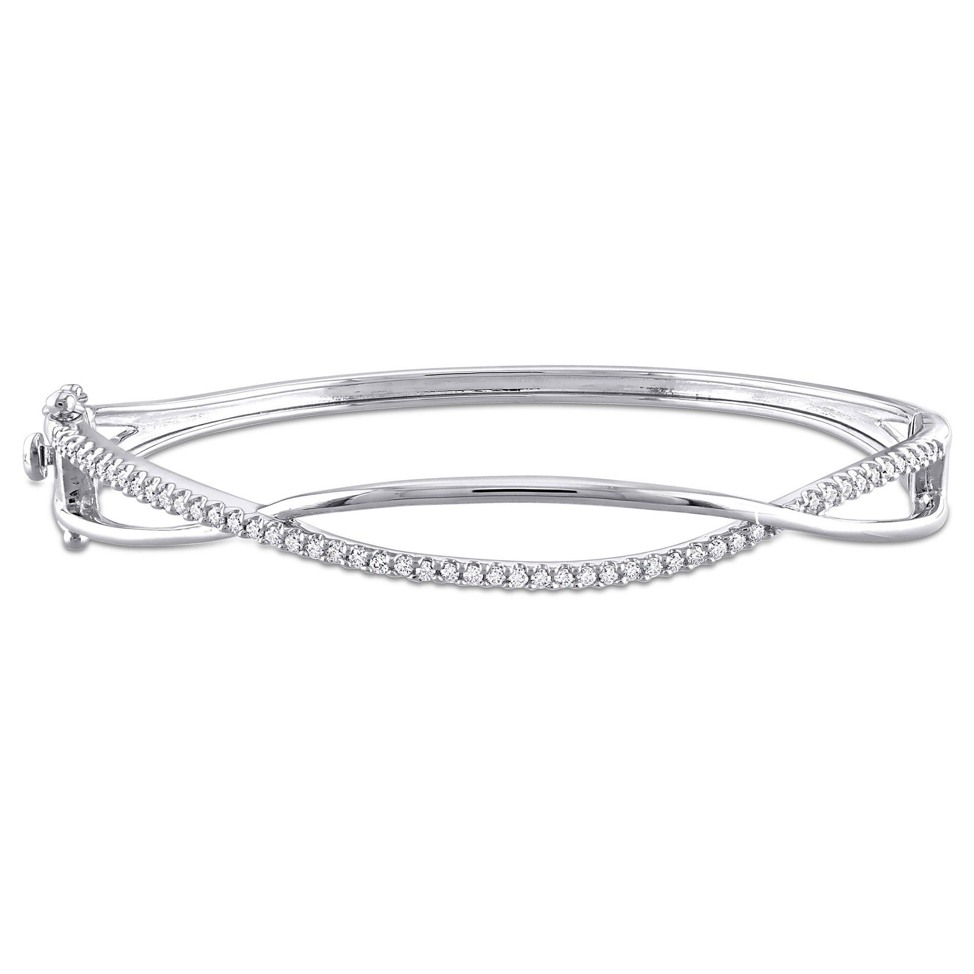 Lab-Created Moissanite Bangle Bracelet in Sterling Silver