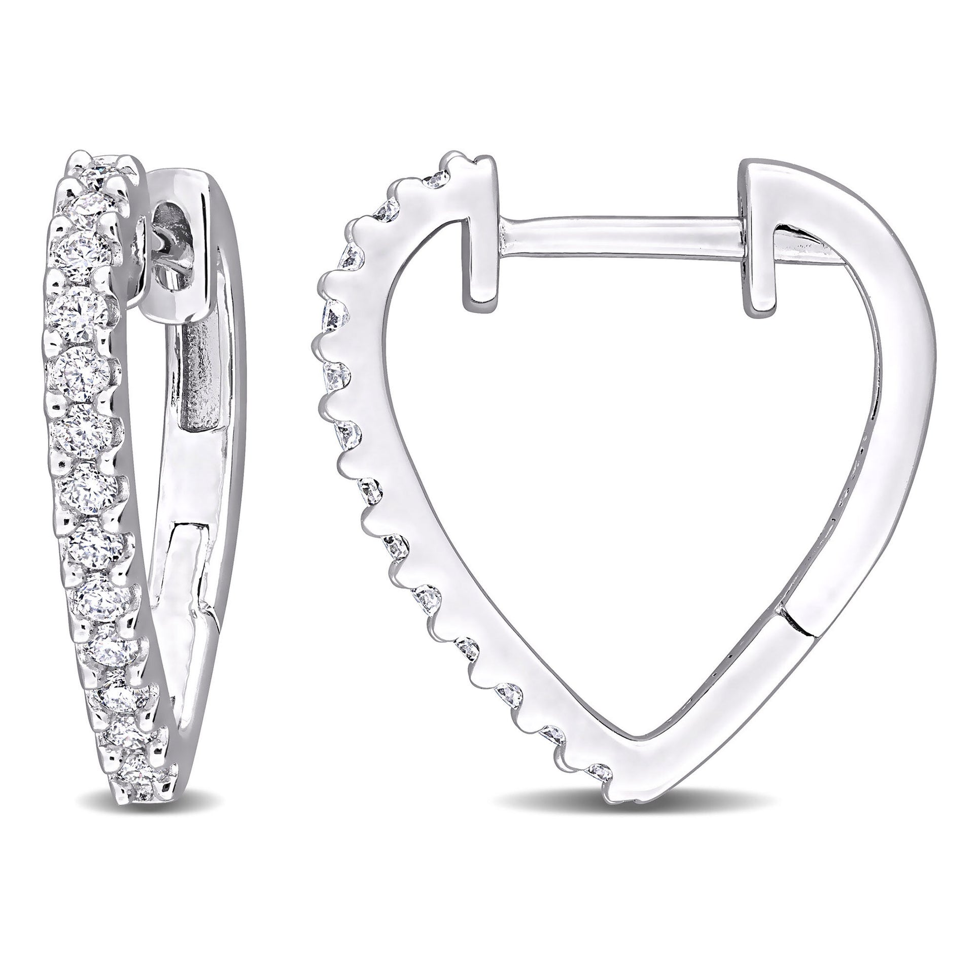 Lab-Created Moissanite Pointed Hoop Earrings in Sterling Silver