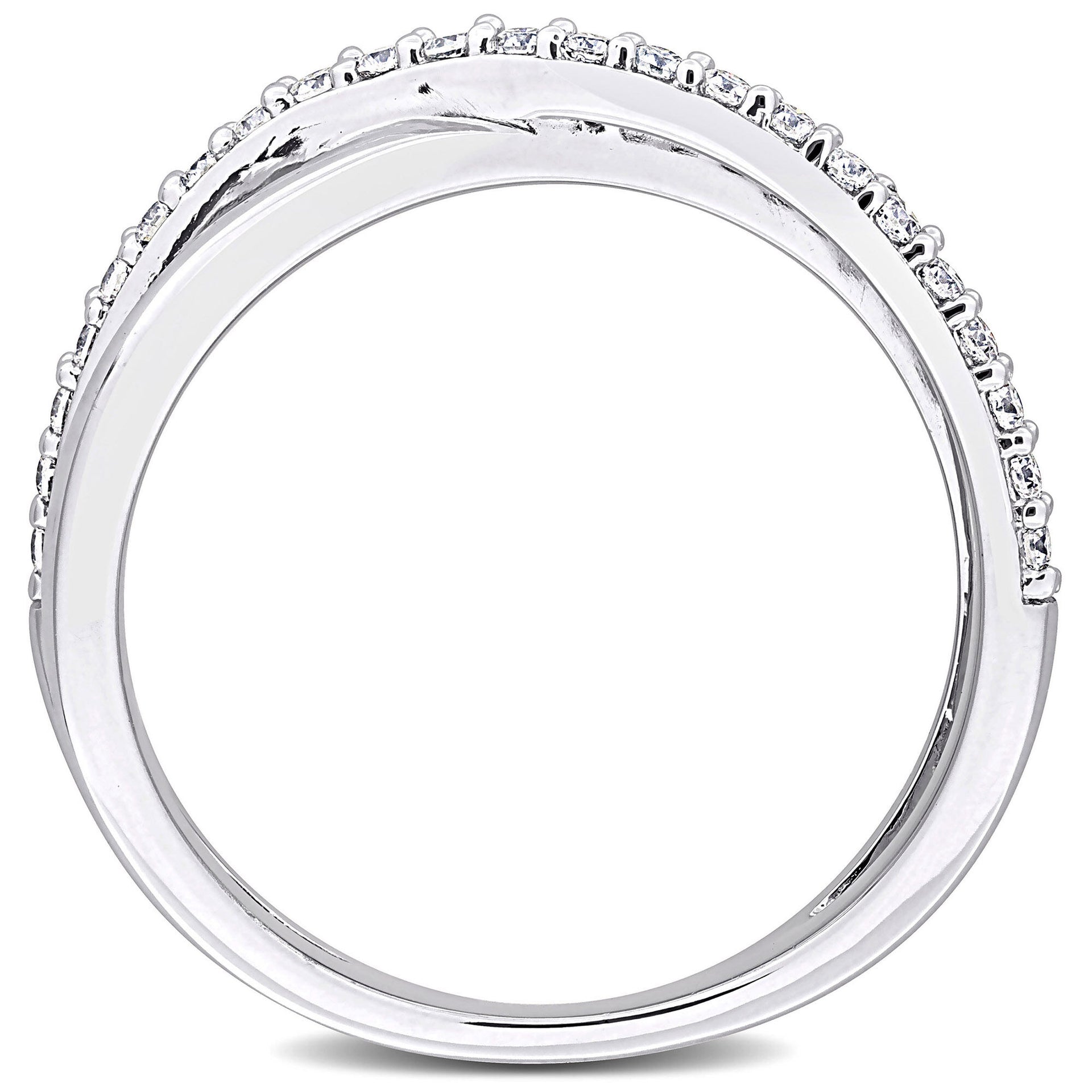 Lab-Created Moissanite Bypass Ring in Sterling Silver