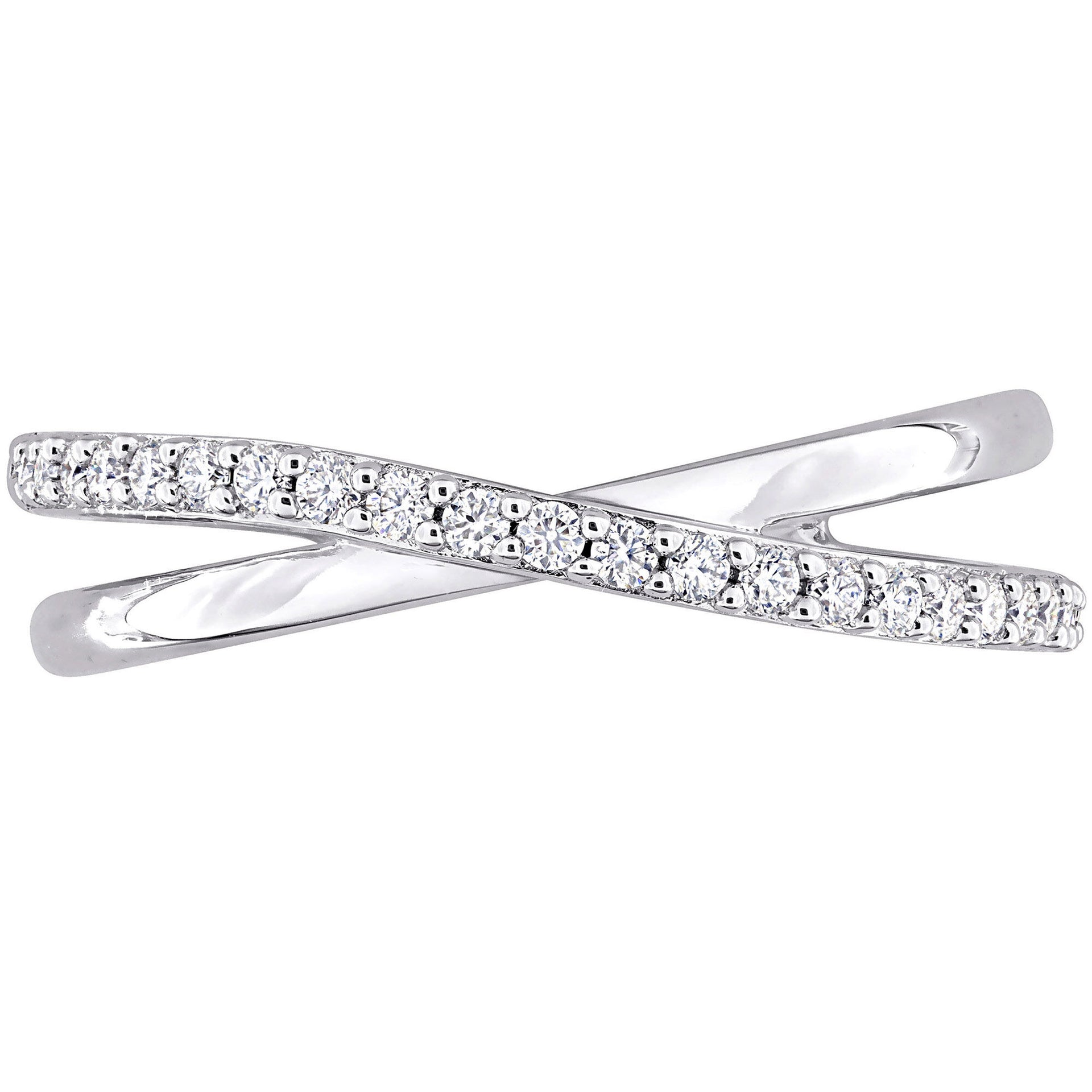 Lab-Created Moissanite Bypass Ring in Sterling Silver