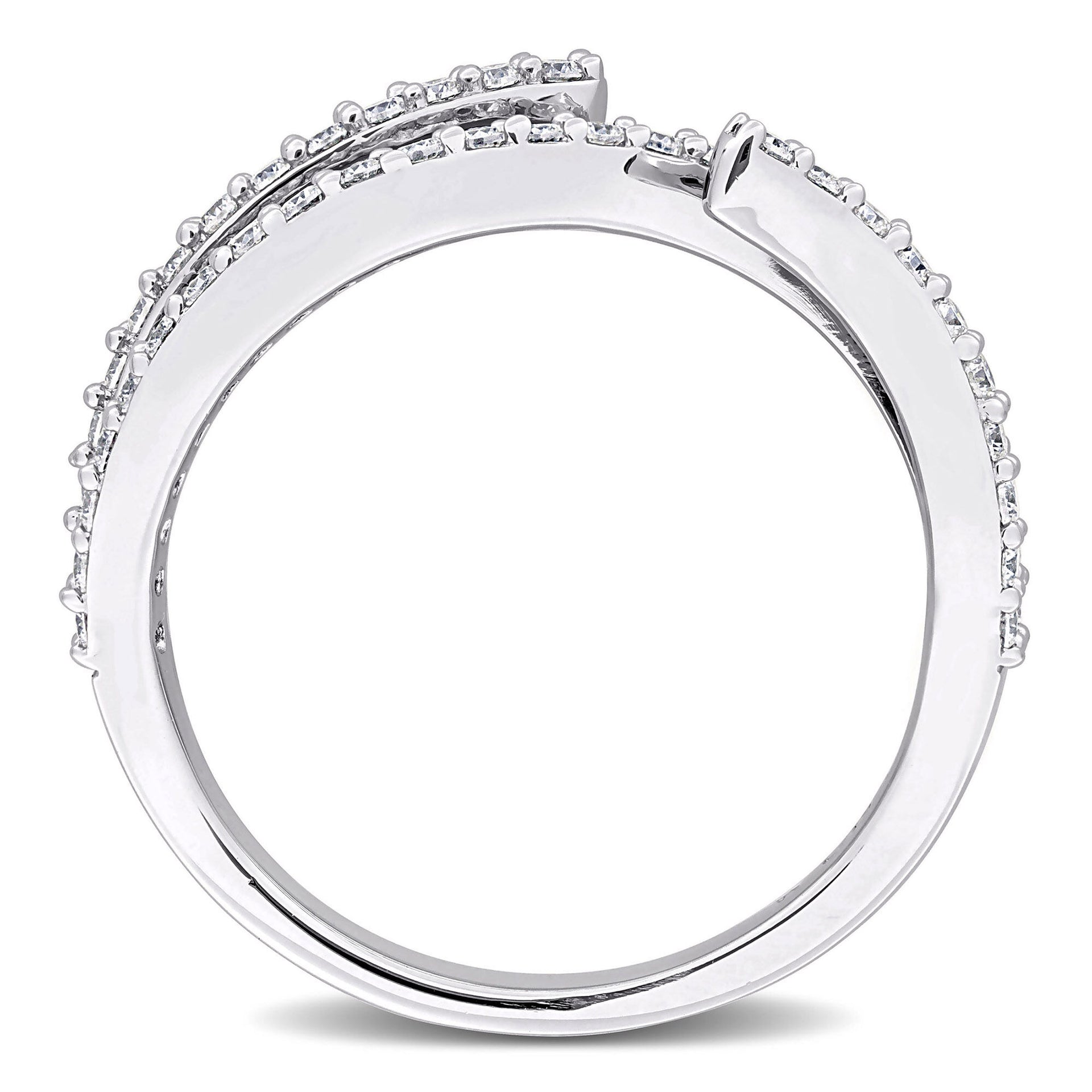 Lab-Created Moissanite Open Bypass Ring in Sterling Silver