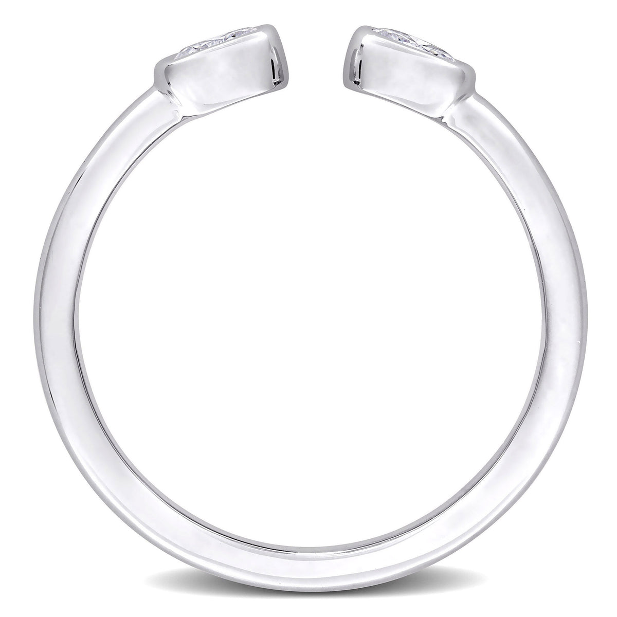 Lab-Created Moissanite Oval Bezel Open Band in Sterling Silver