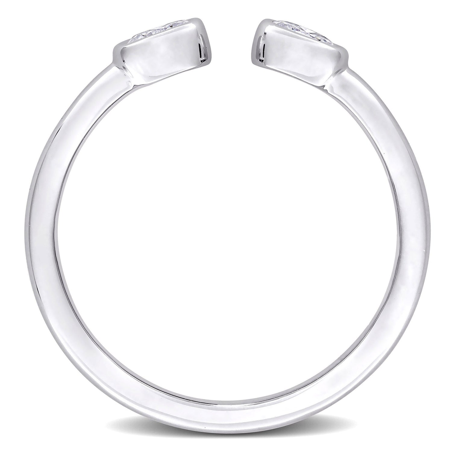 Lab-Created Moissanite Oval Bezel Open Band in Sterling Silver