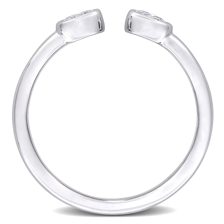 Lab-Created Moissanite Oval Bezel Open Band in Sterling Silver
