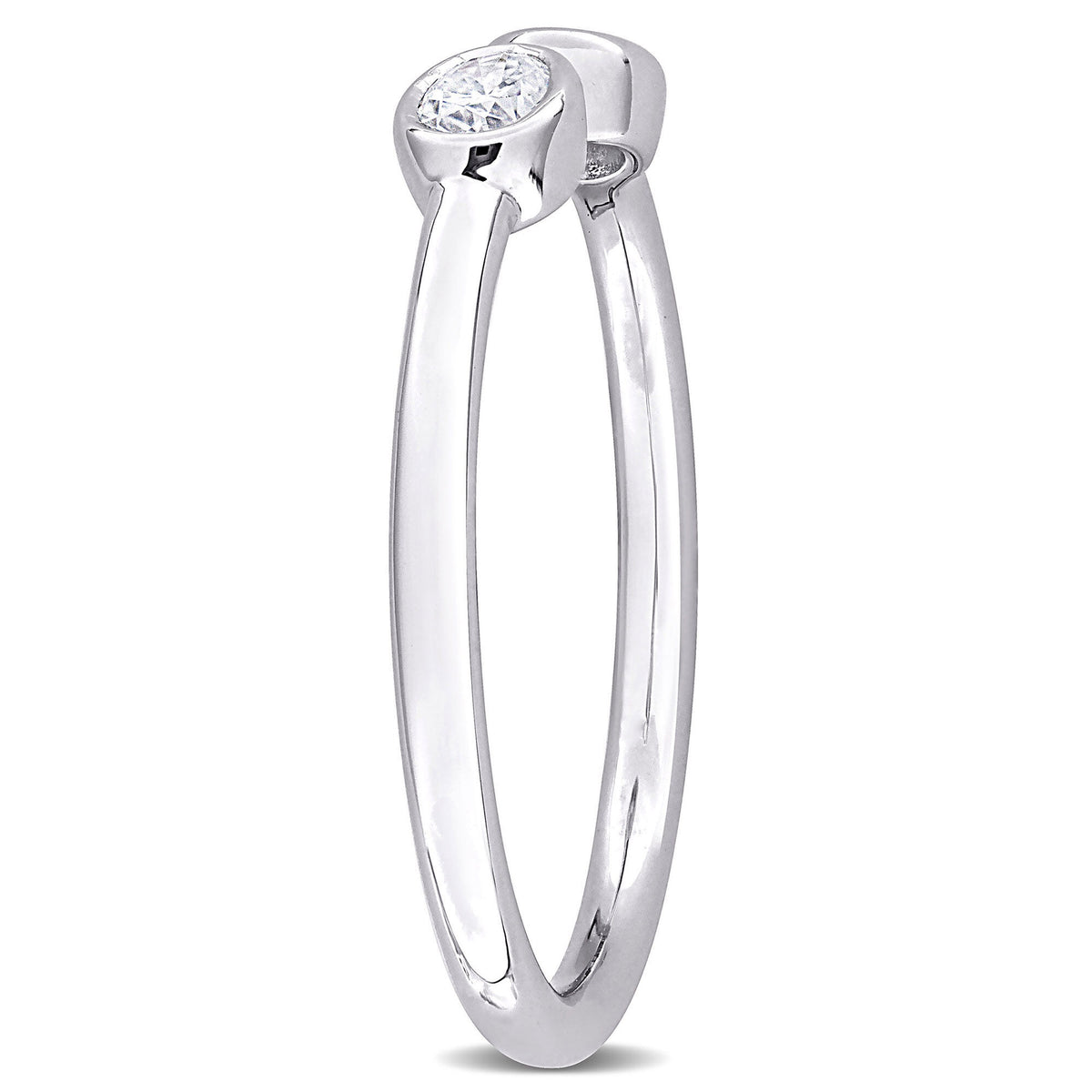 Lab-Created Moissanite Oval Bezel Open Band in Sterling Silver