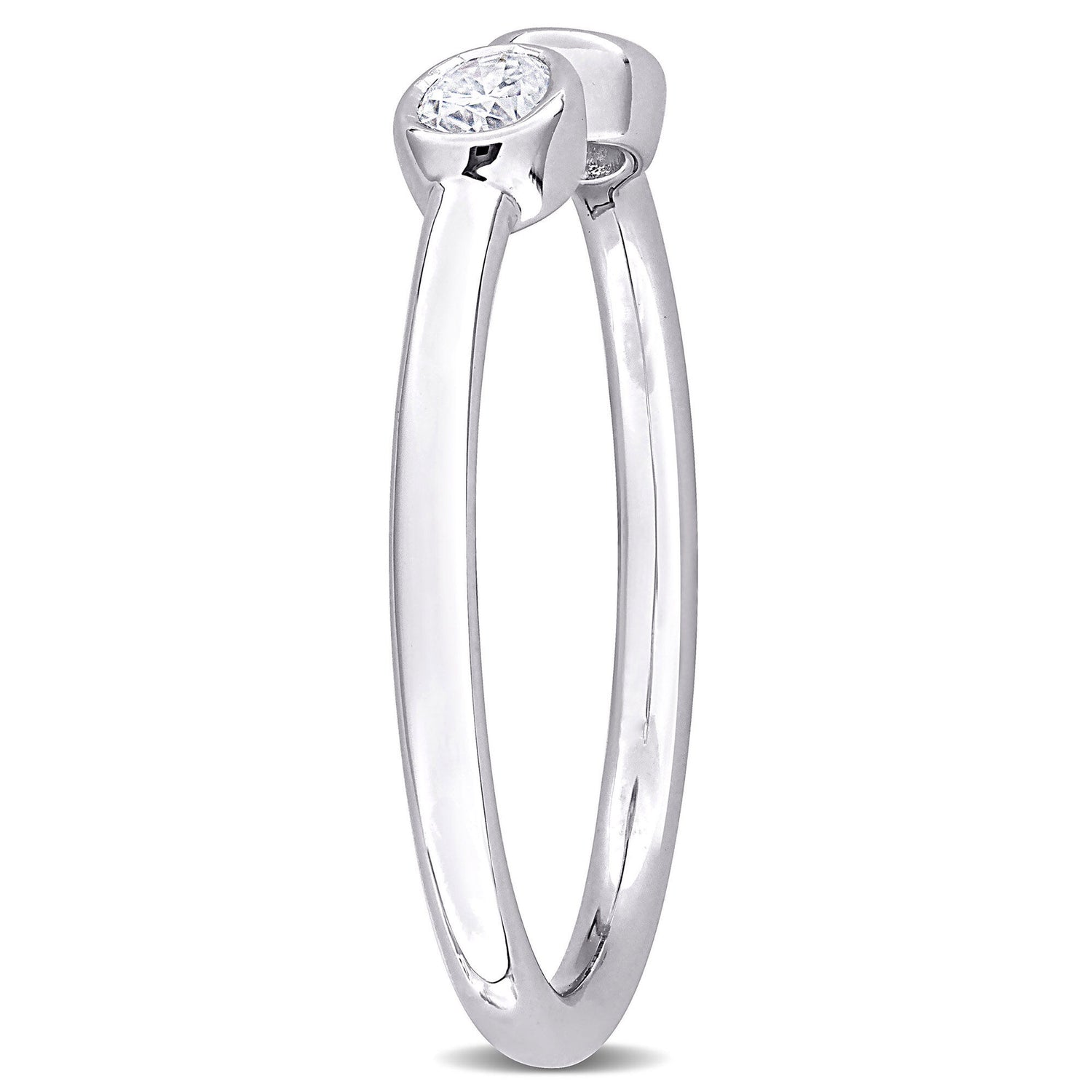 Lab-Created Moissanite Oval Bezel Open Band in Sterling Silver