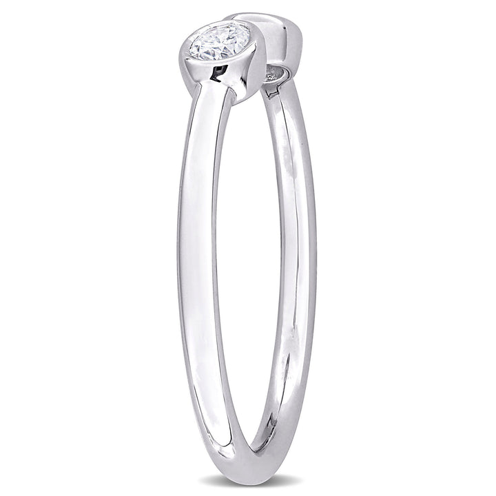 Lab-Created Moissanite Oval Bezel Open Band in Sterling Silver