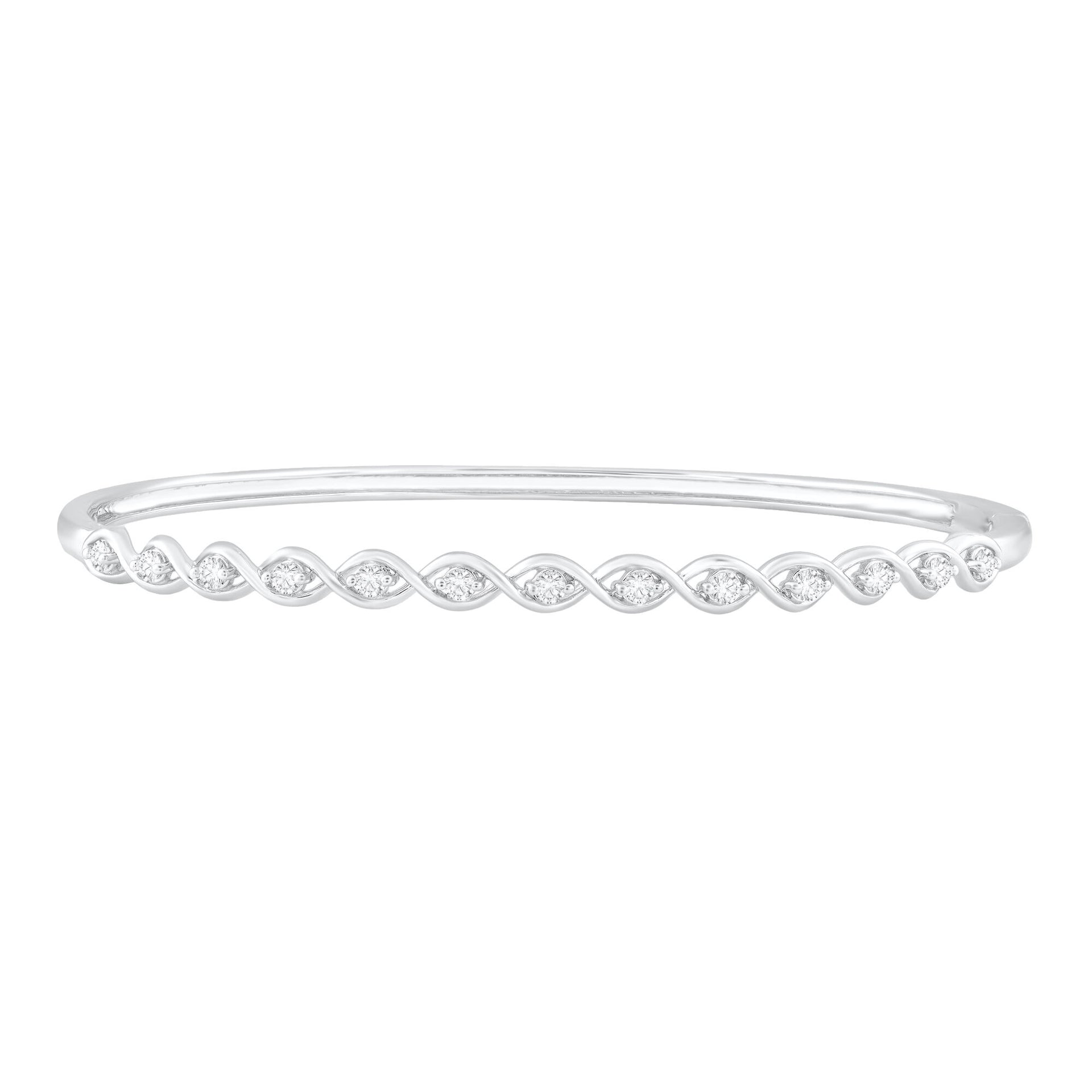 Diamond Bangle Bracelet in 10K White Gold (1/2 ct. tw.)