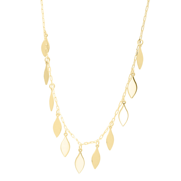 Leaf Disc Necklace in 14K Yellow Gold