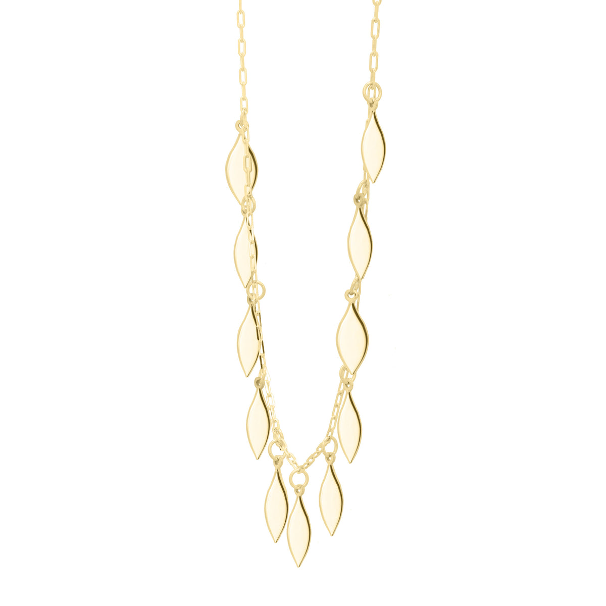 Leaf Disc Necklace in 14K Yellow Gold