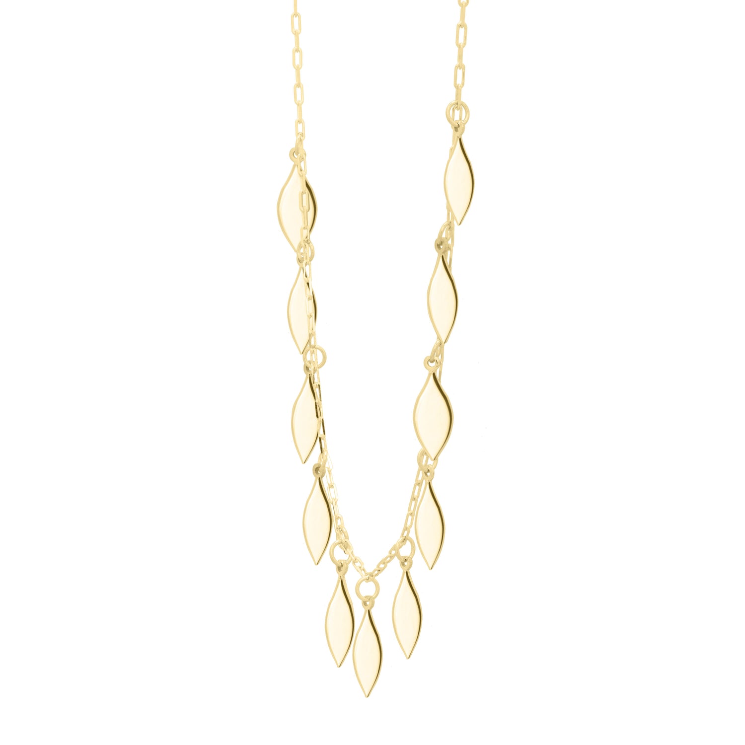 Leaf Disc Necklace in 14K Yellow Gold