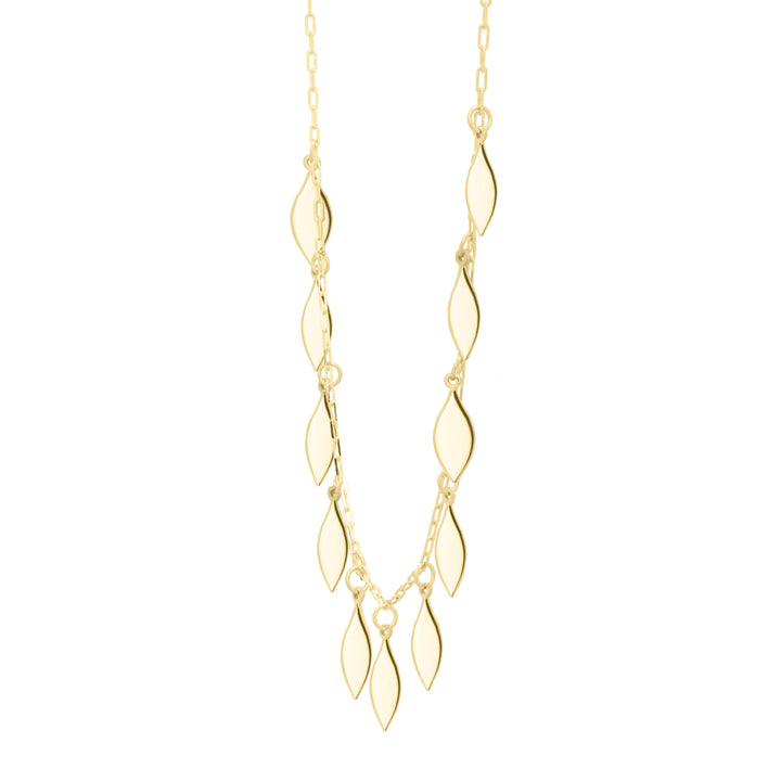 Leaf Disc Necklace in 14K Yellow Gold